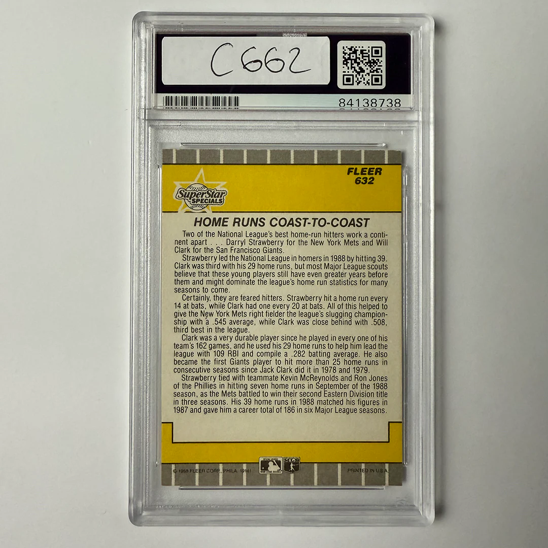 Darryl Strawberry Signed 1989 Fleer #632 PSA Auto Authentic - Image 2