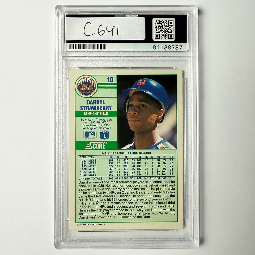 Darryl Strawberry Signed 1989 Score #10 PSA Auto Authentic - Image 2