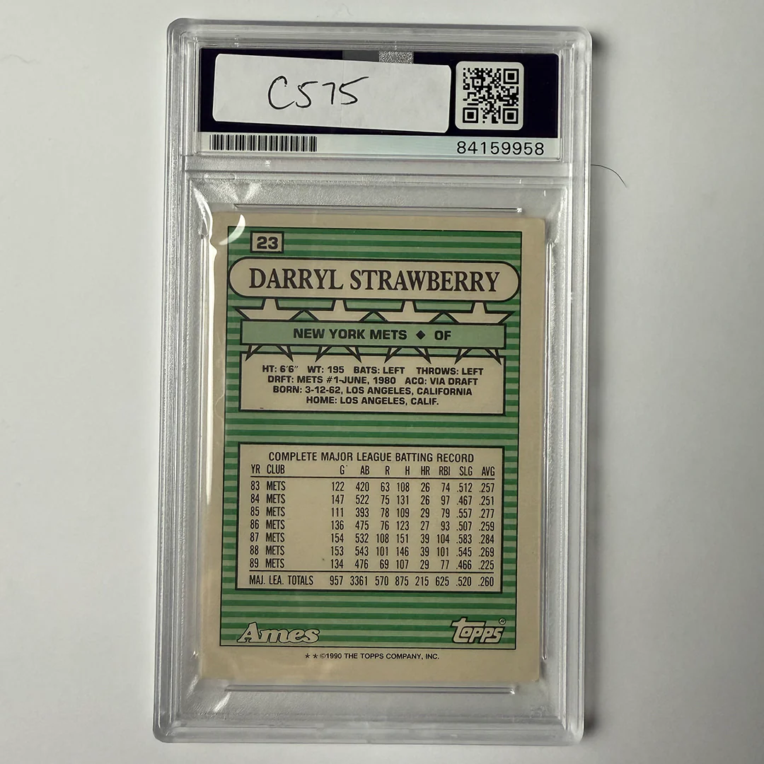 Darryl Strawberry Signed 1990 Topps Ames #23 PSA Auto Authentic - Image 2