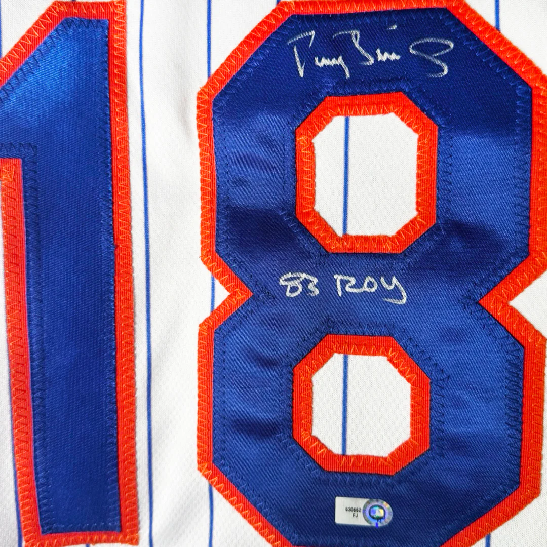 Darryl Strawberry Signed 83 ROY Inscription New York Pinstripe Baseball Jersey (MLB) - Image 2