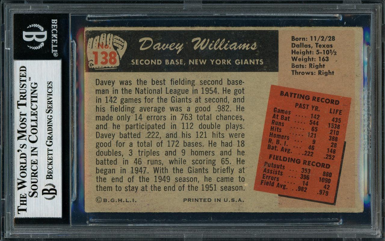 Dave "Davey" Williams Autographed 1955 Bowman Card #138 New York Giants Beckett BAS #11077289 - Image 2