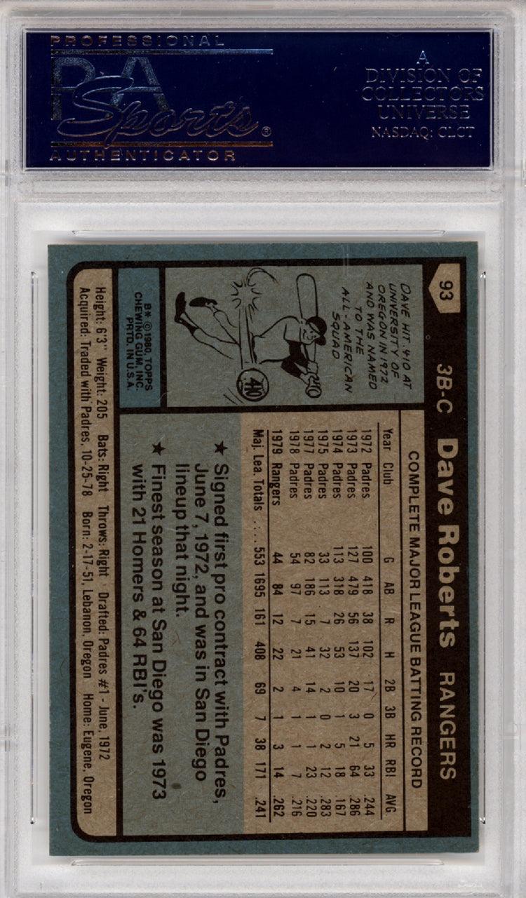 Dave Roberts Autographed 1980 Topps Card #93 Texas Rangers PSA/DNA #83311434 - Image 2