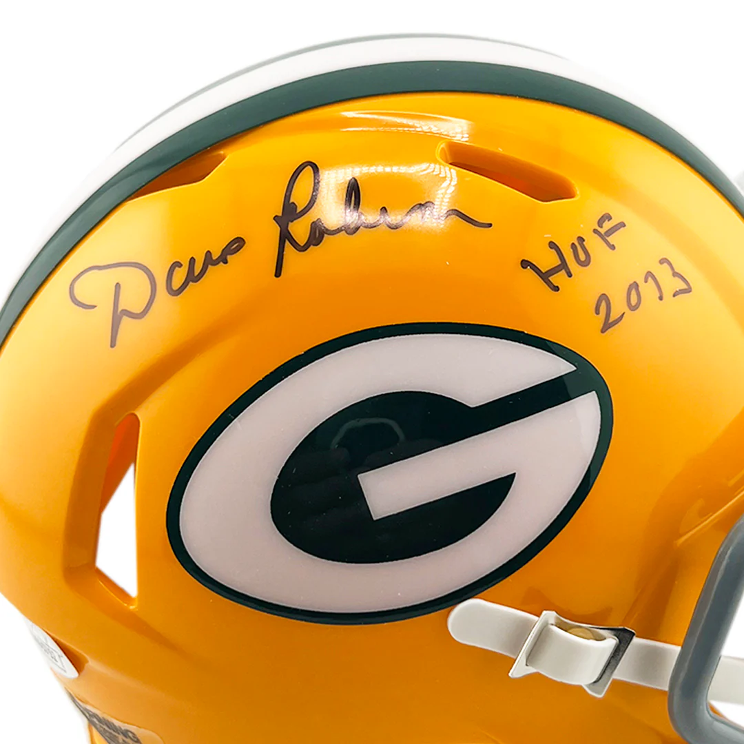 Dave Robinson Signed HOF 2013 Inscription Green Bay Packers Throwback 61-79 Speed Mini Football Helmet (JSA) - Image 2