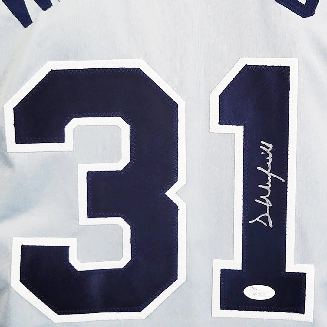 Dave Winfield Signed Stats Inscription New York Grey Baseball Jersey (JSA) - Image 2
