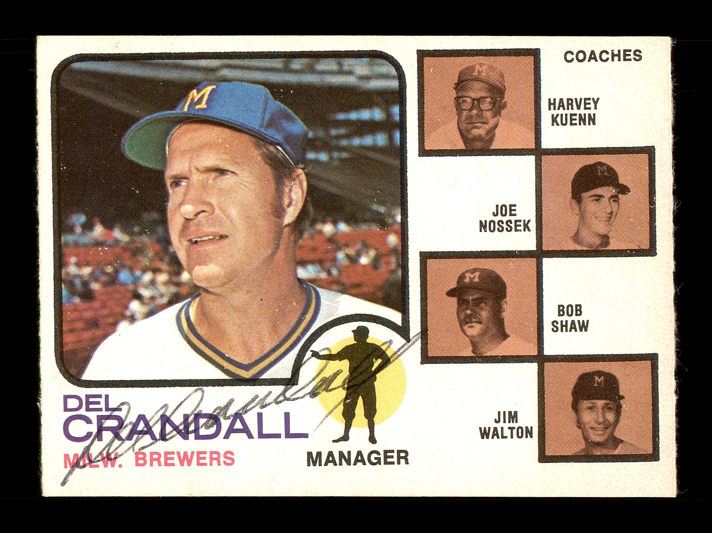 Del Crandall Autographed 1973 O-Pee-Chee Card #646 Milwaukee Brewers SKU #169326
