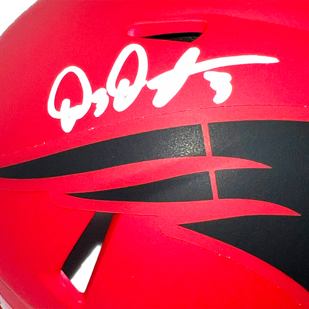 DeMario Douglas Signed New England Patriots Rave Mini Football Helmet (Beckett) - Image 2