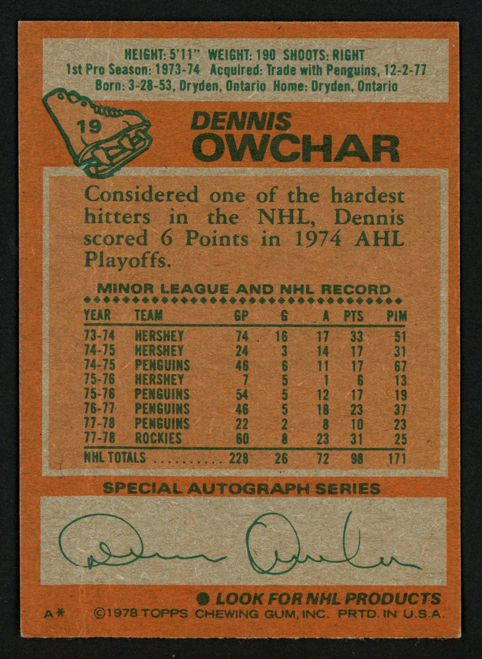 Dennis Owchar Autographed 1978-79 Topps Card #19 Colorado Rockies SKU #153511 - Image 2