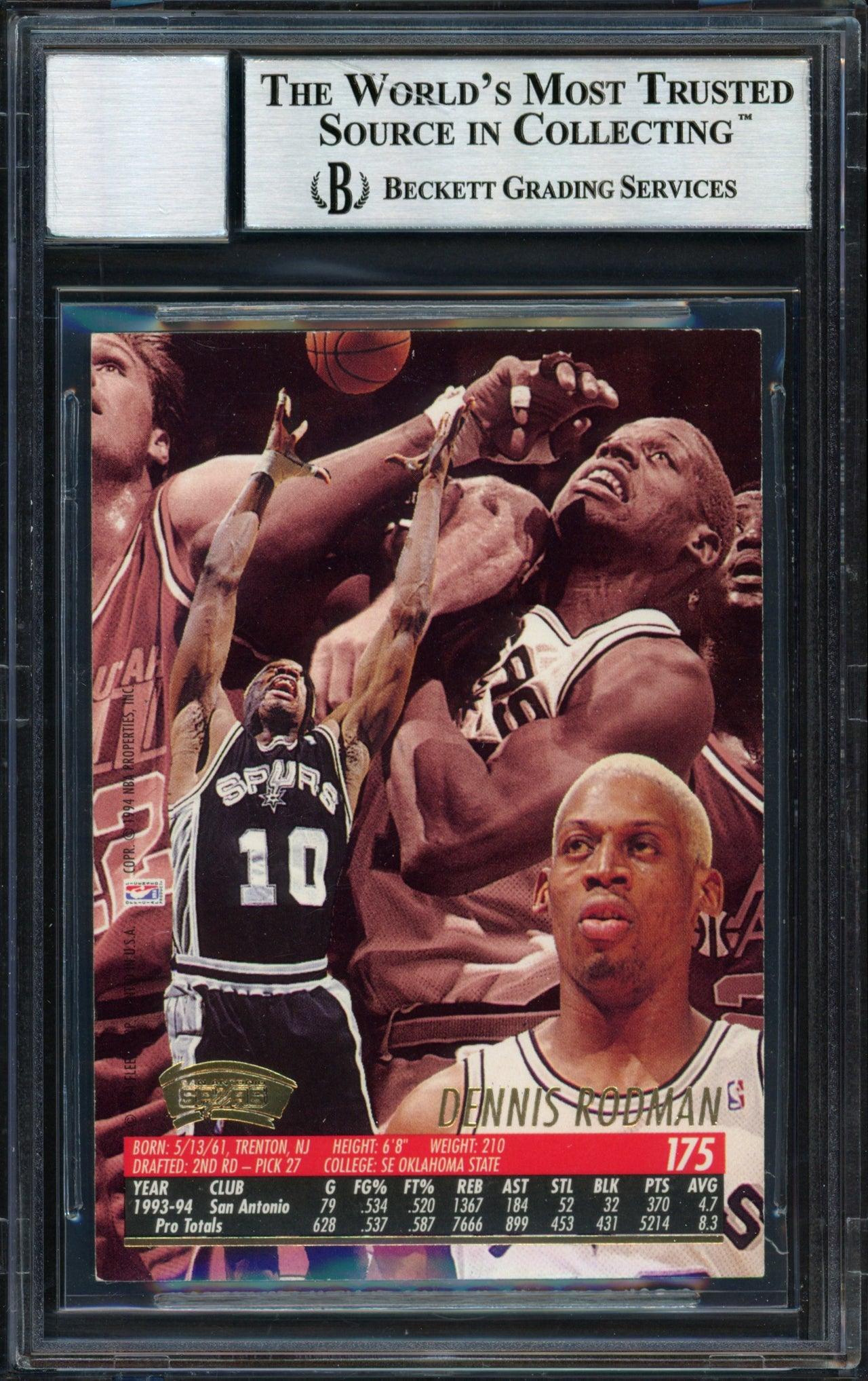 Dennis Rodman Autographed 1994-95 Fleer Ultra Card #175 San Antonio Spurs Auto Grade 10 Beckett BAS #12518899 - Image 2