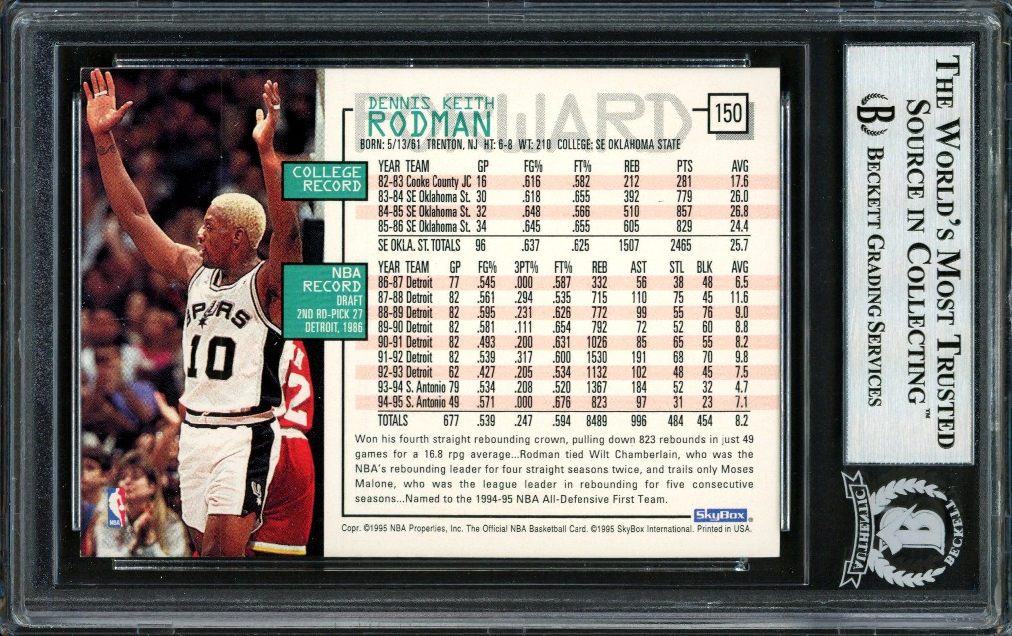 Dennis Rodman Autographed 1995-96 Hoops Card #150 San Antonio Spurs Beckett BAS #12516991 - Image 2