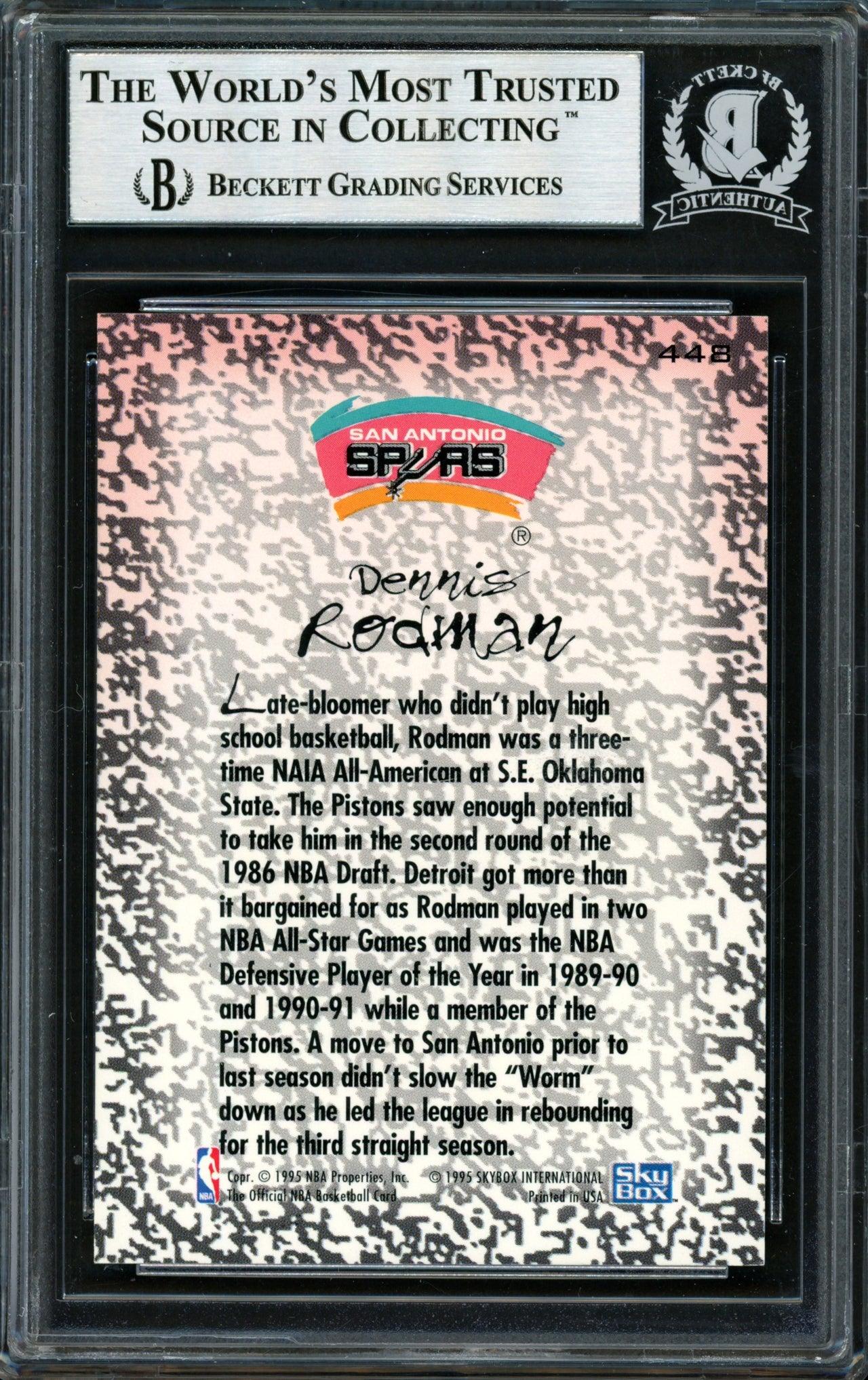 Dennis Rodman Autographed 1995-96 Hoops Gold Mine Card #448 San Antonio Spurs Beckett BAS #12517028 - Image 2