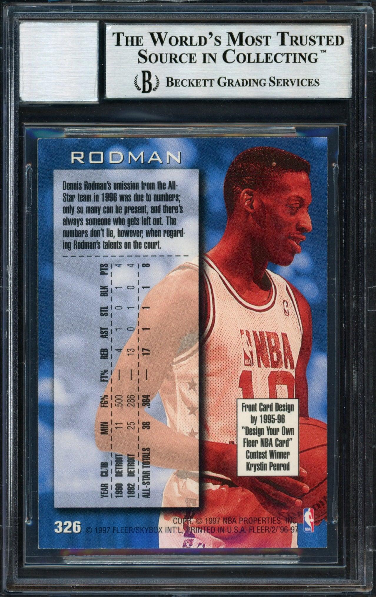 Dennis Rodman Autographed 1996-97 Fleer Card #326 Chicago Bulls Auto Grade 10 Beckett BAS #12518923 - Image 2