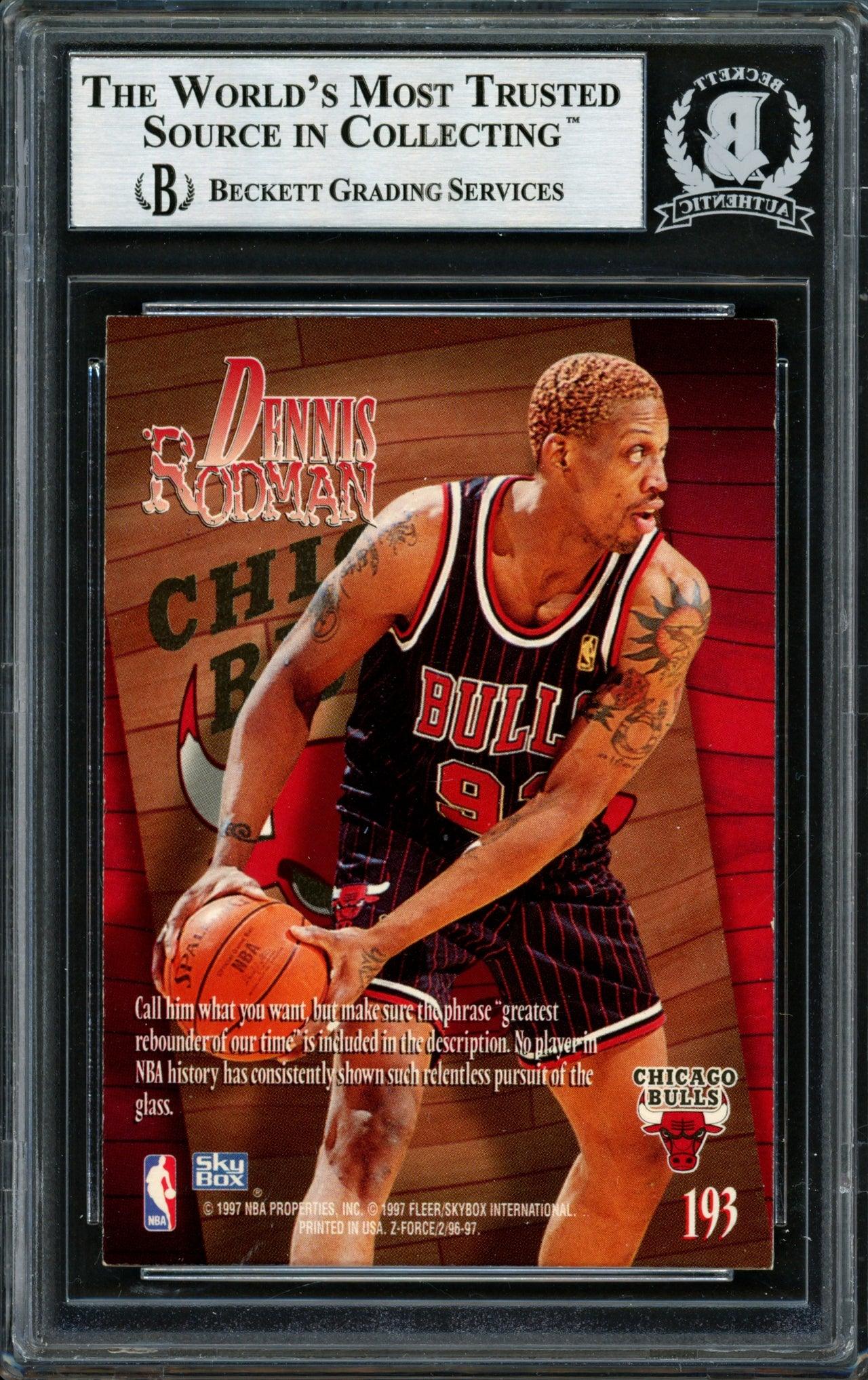 Dennis Rodman Autographed 1996-97 Skybox Z Force Card #193 Chicago Bulls Beckett BAS #12517086 - Image 2