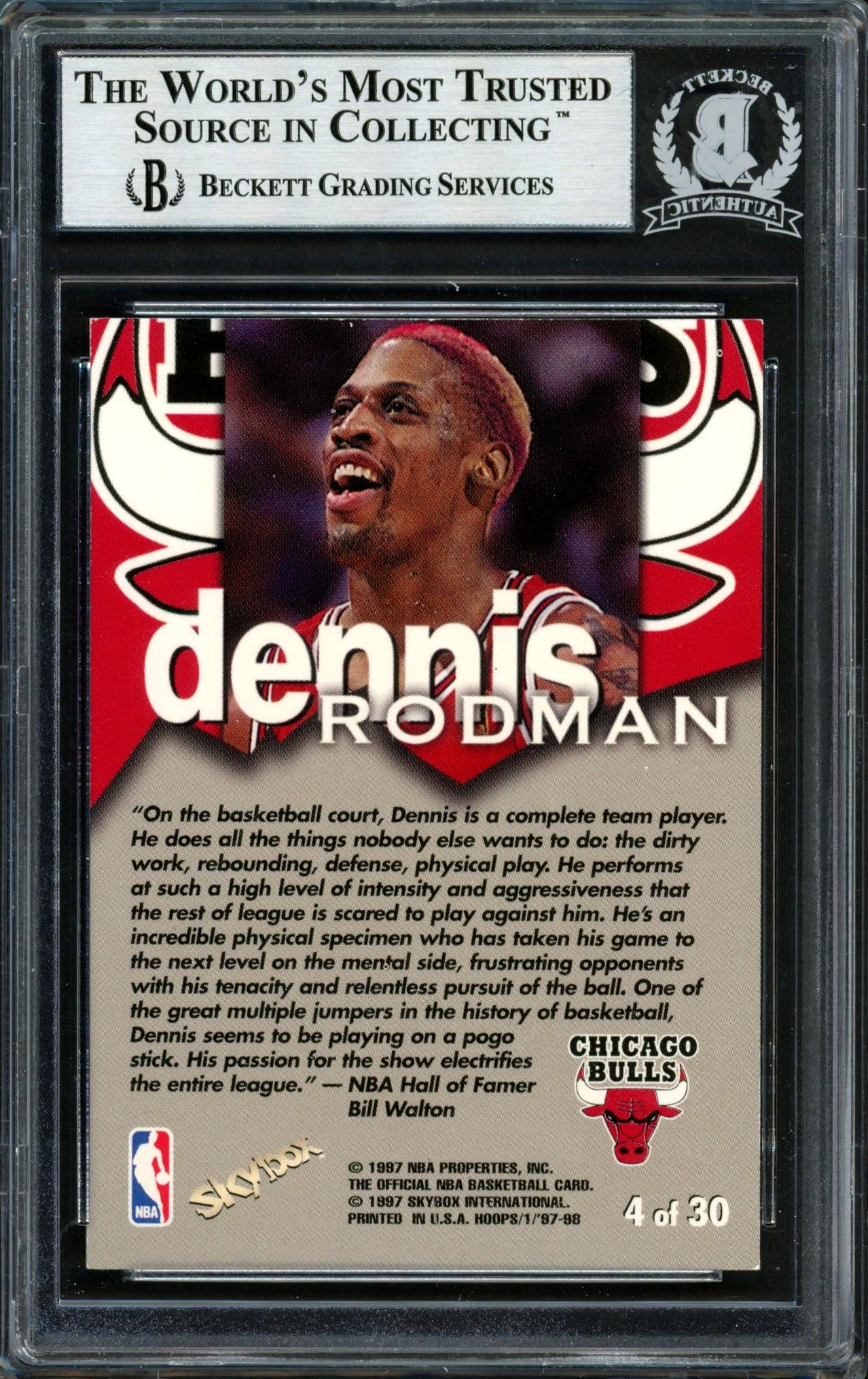 Dennis Rodman Autographed 1997-98 Hoops Talkin' Hoops Card #4 Chicago Bulls Beckett BAS #12517095 - Image 2