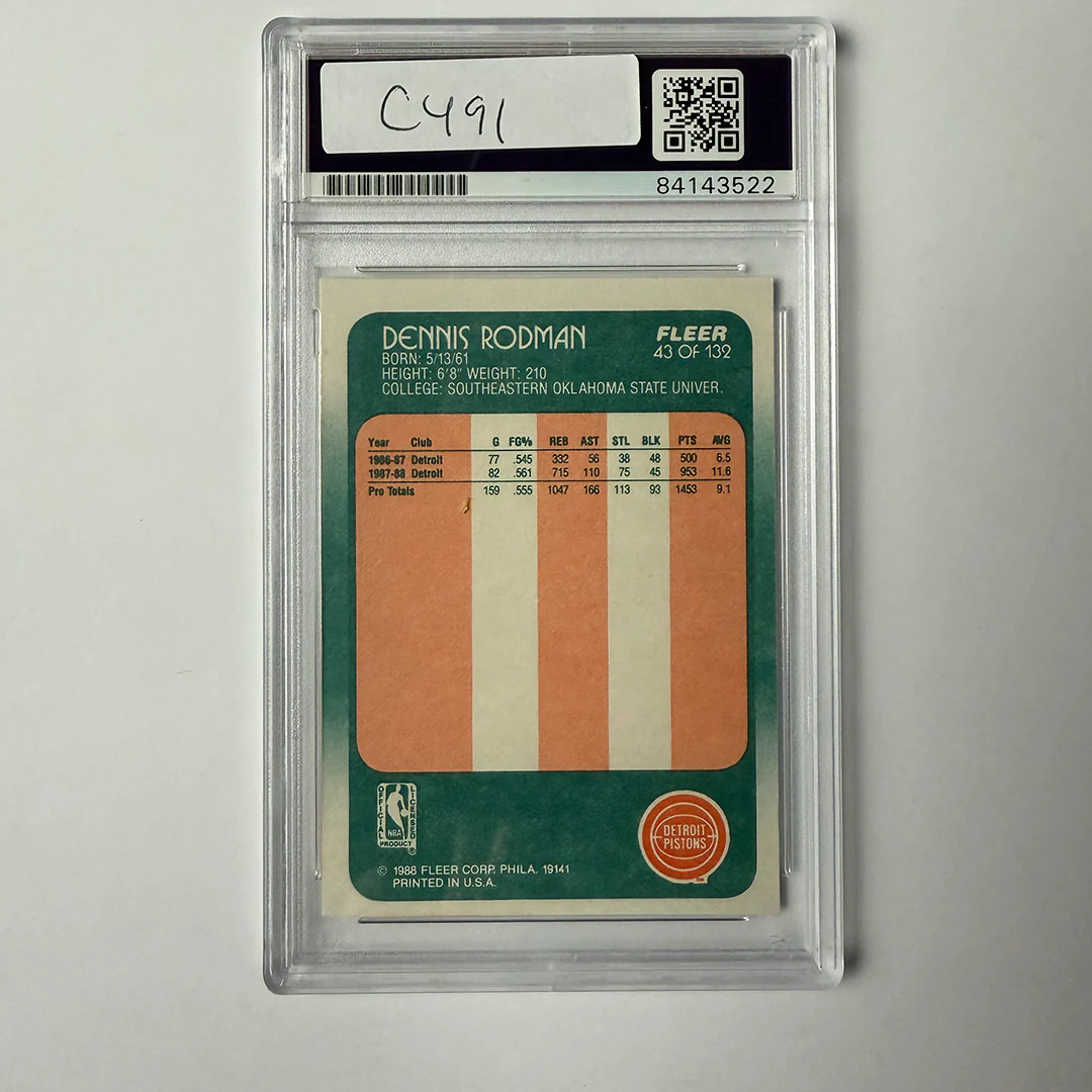 Dennis Rodman Signed 1988 Fleer #43 ROOKIE HOF 2011 PSA Auto Authentic - Image 2