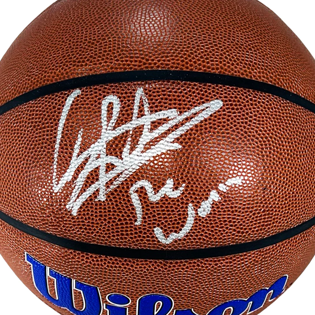 Dennis Rodman Signed The Worm Inscription Detroit Pistons Wilson NBA Team Logo Basketball (JSA) - Image 2