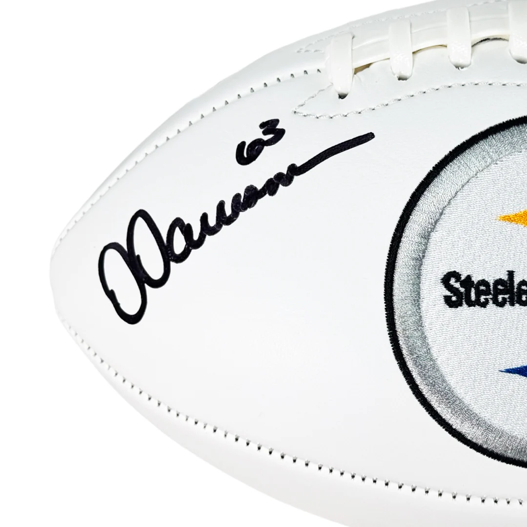 Dermontti Dawson Signed HOF 12 Inscription Pittsburgh Steelers Official NFL Team Logo Football (JSA) - Image 2