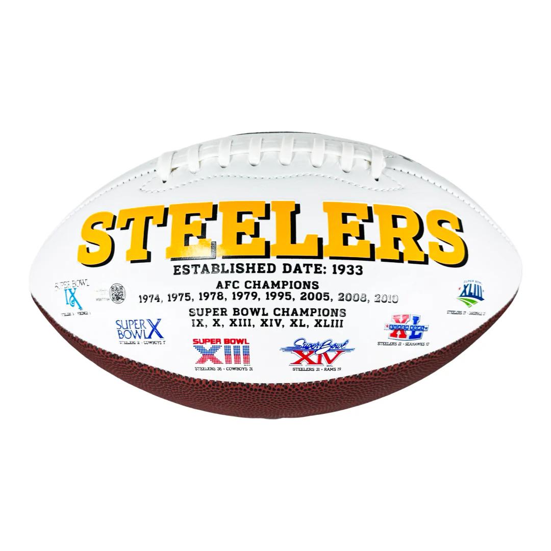 Dermontti Dawson Signed HOF 12 Inscription Pittsburgh Steelers Official NFL Team Logo Football (JSA) - Image 4