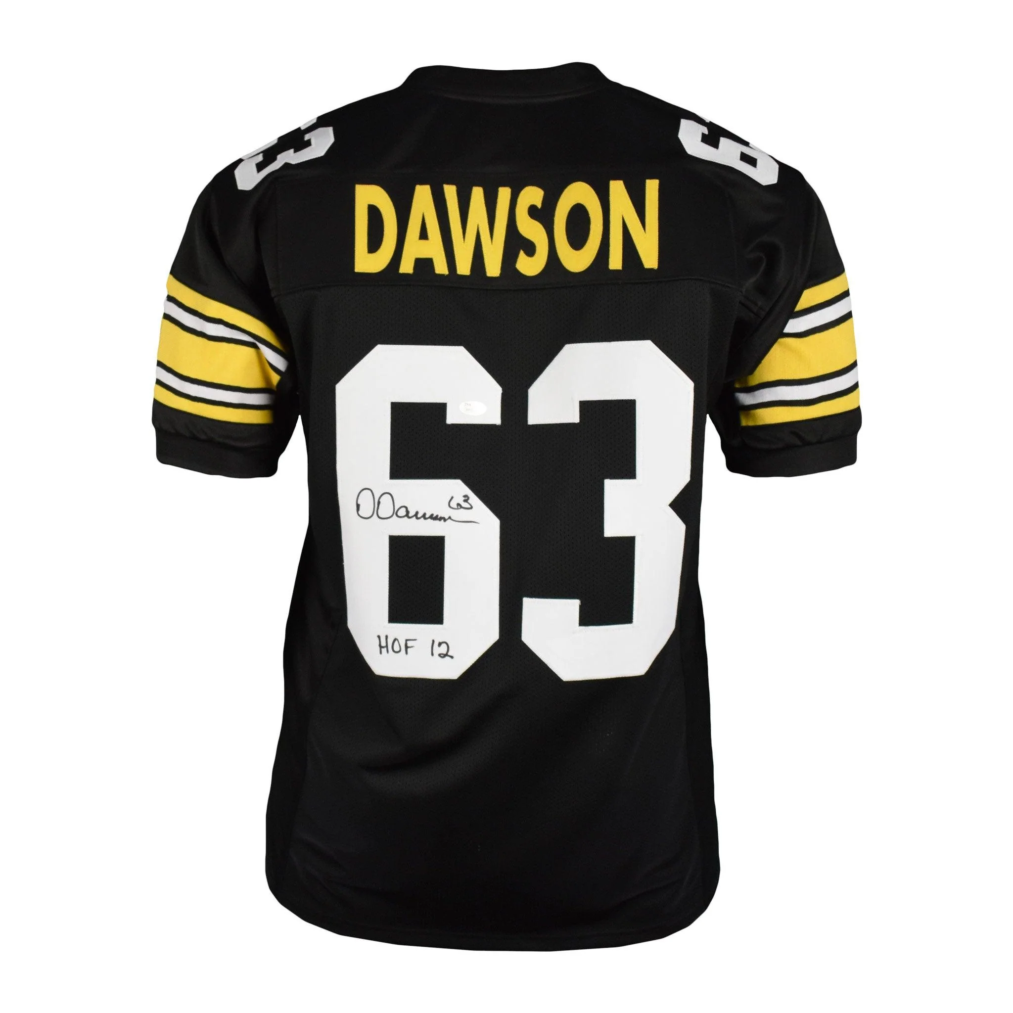 Dermontti Dawson Signed Pro-Edition Black Football Jersey (JSA) HOF '12 Inscription