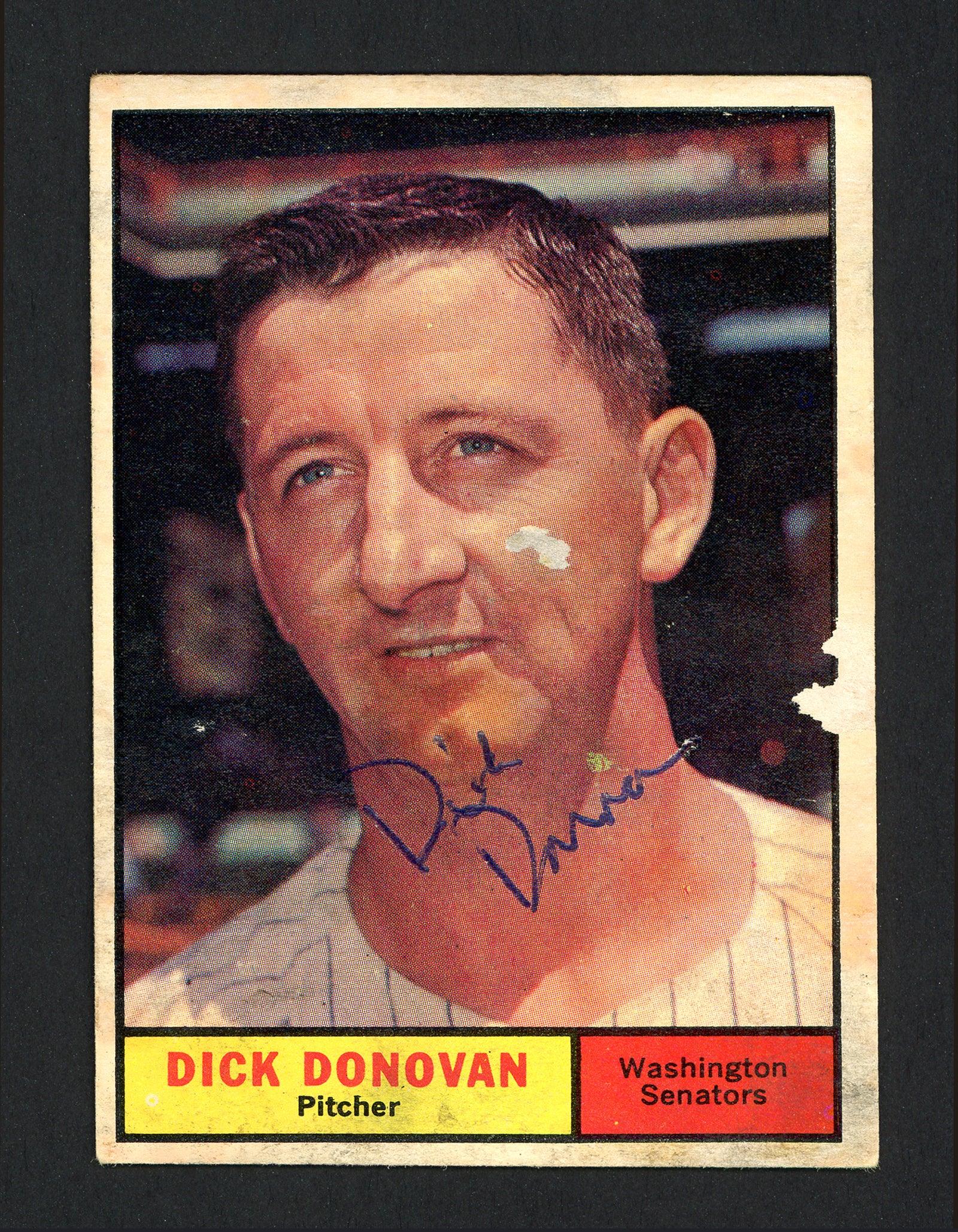 Dick Donovan Autographed 1961 Topps Card #414 Washington Senators SKU #164307