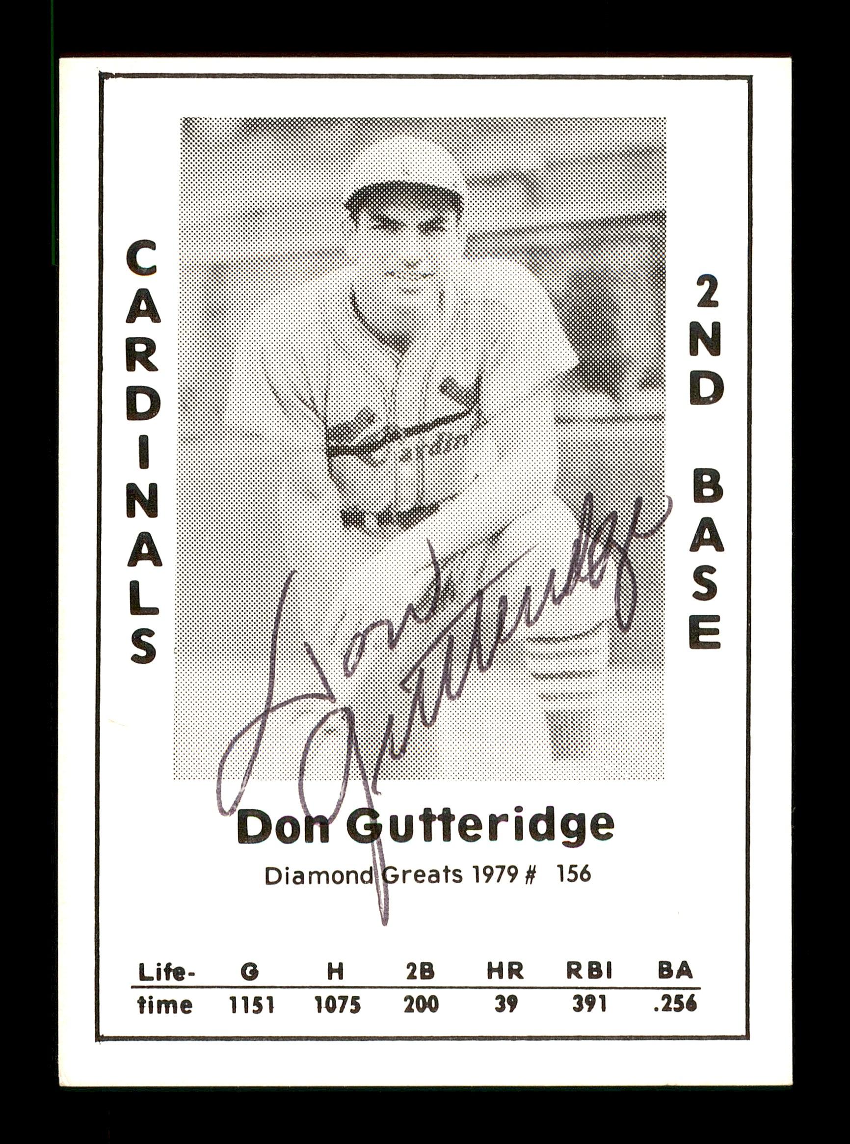 Don Gutteridge Autographed 1979 Diamond Greats Card #156 St. Louis Cardinals SKU #171553