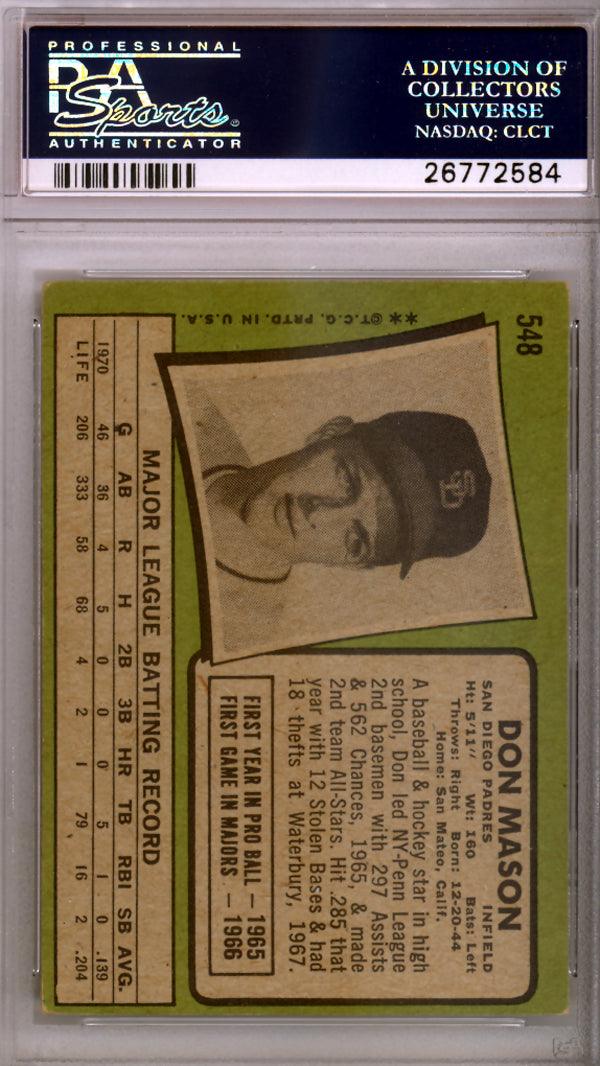 Don Mason Autographed 1971 Topps Card #548 San Diego Padres PSA/DNA #26772584 - Image 2