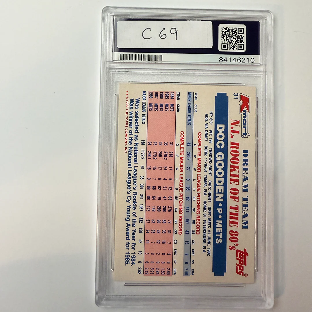 Dwight Gooden Signed 1989 Topps Kmart Dream Team #31 w/4 Insc PSA Auto Auth - Image 2