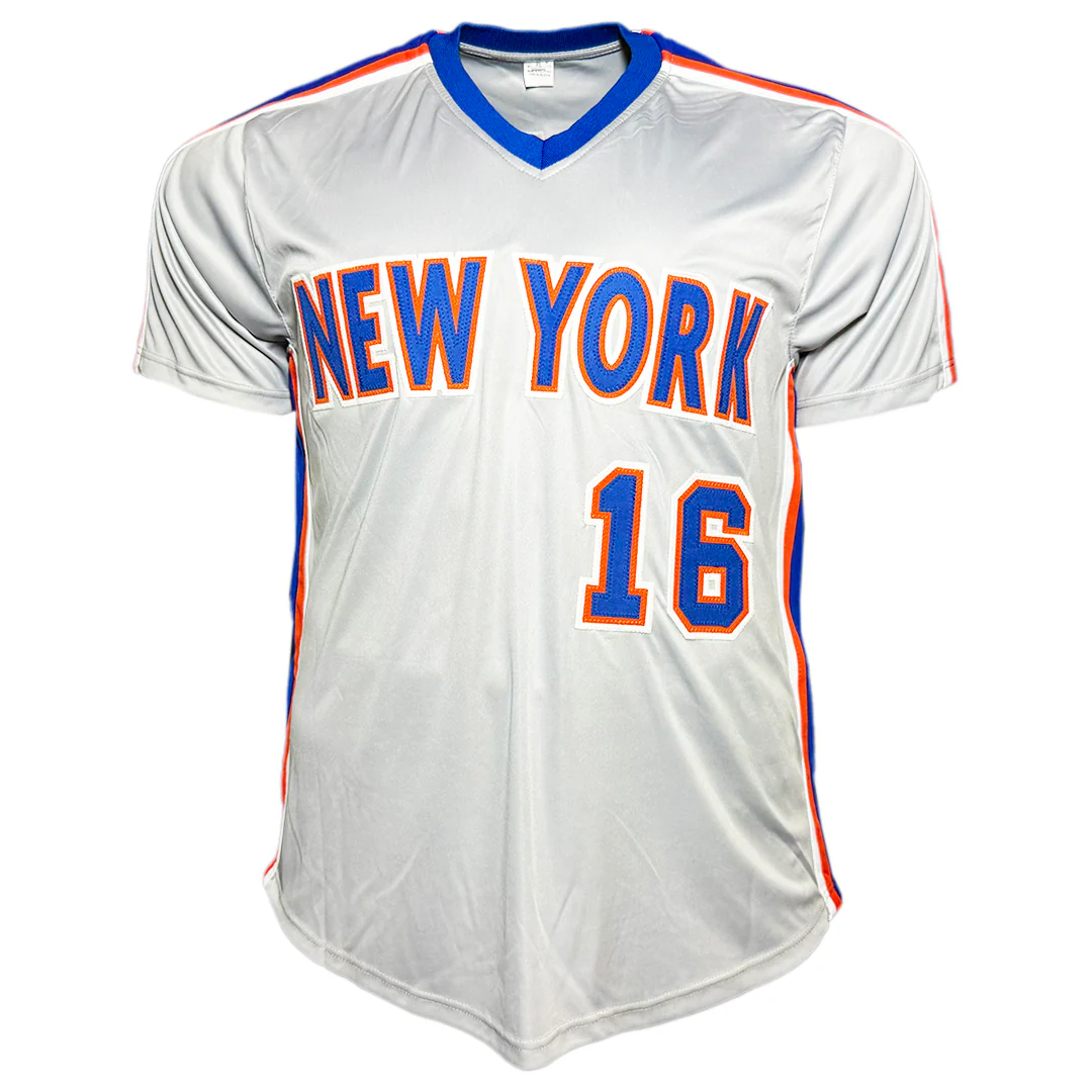 Dwight Gooden Signed 84 NL ROY Inscription New York Grey Baseball Jersey (JSA) - Image 3