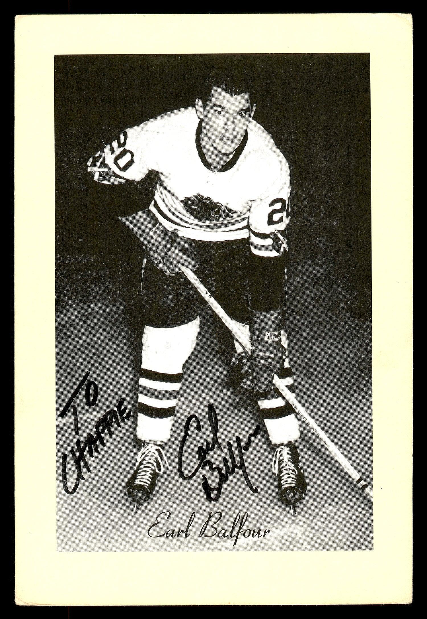 Earl Balfour Autographed 1944-63 Beehive Group 2 4.5x6.5 Photo Chicago Blackhawks "To Chappie" SKU #176826