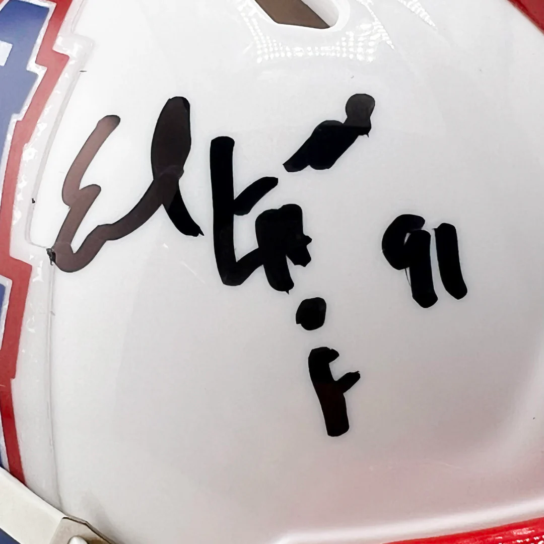 Earl Campbell Signed HOF 91 Inscription Houston Oilers Throwback 81-98 Speed Mini Football Helmet (Beckett) - Image 2