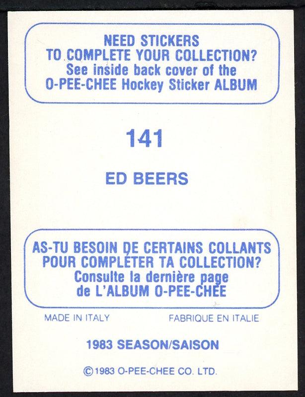 Ed Beers Autographed 1983-84 O-Pee-Chee Sticker Card #141 Calgary Flames SKU #154071 - Image 2