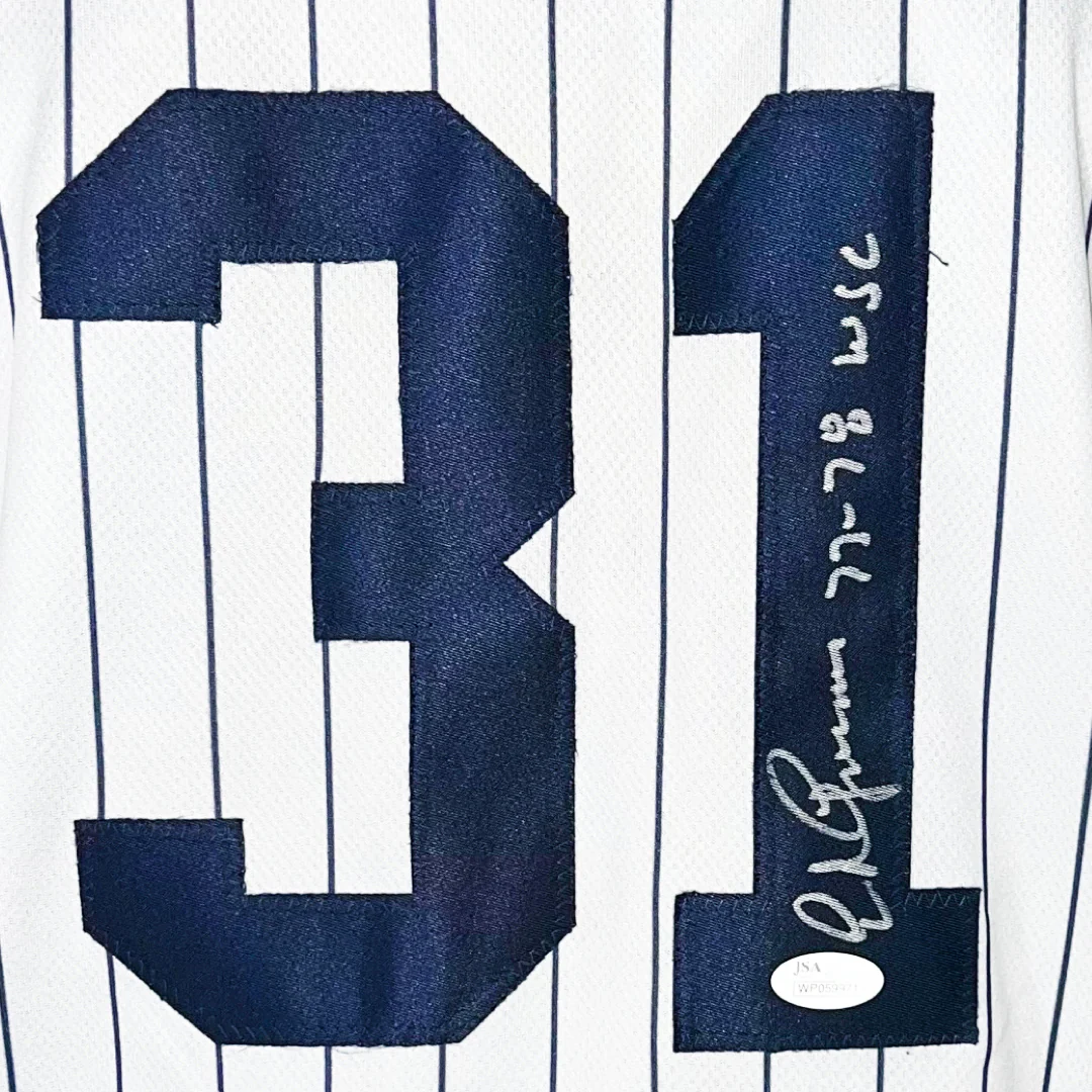 Ed Figueroa Signed 77-78 WSC Inscription New York Pinstripe Baseball Jersey (JSA) - Image 2