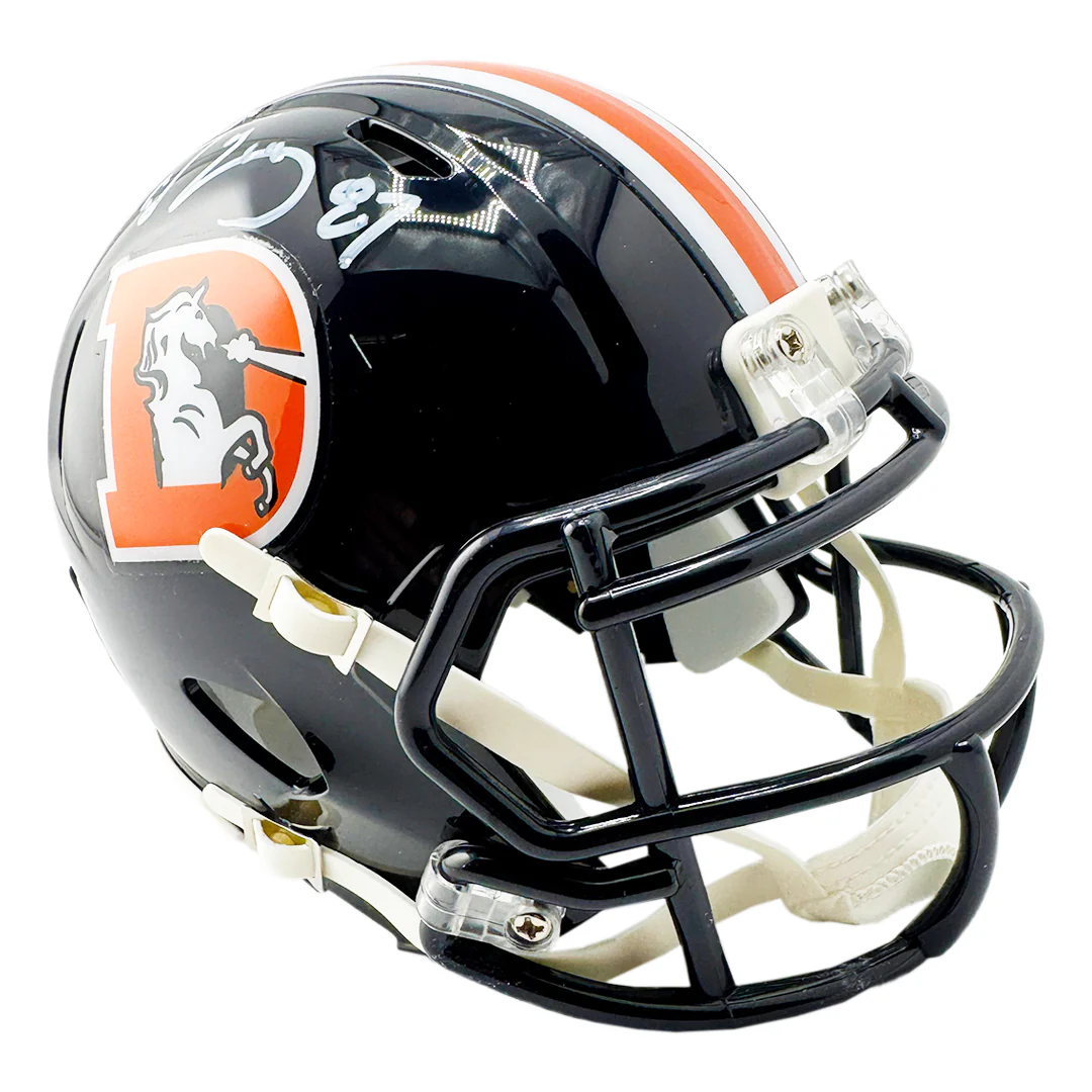 Ed McCaffrey Signed Denver Broncos Color Rush Speed Mini Football Helmet (Beckett) - Image 3