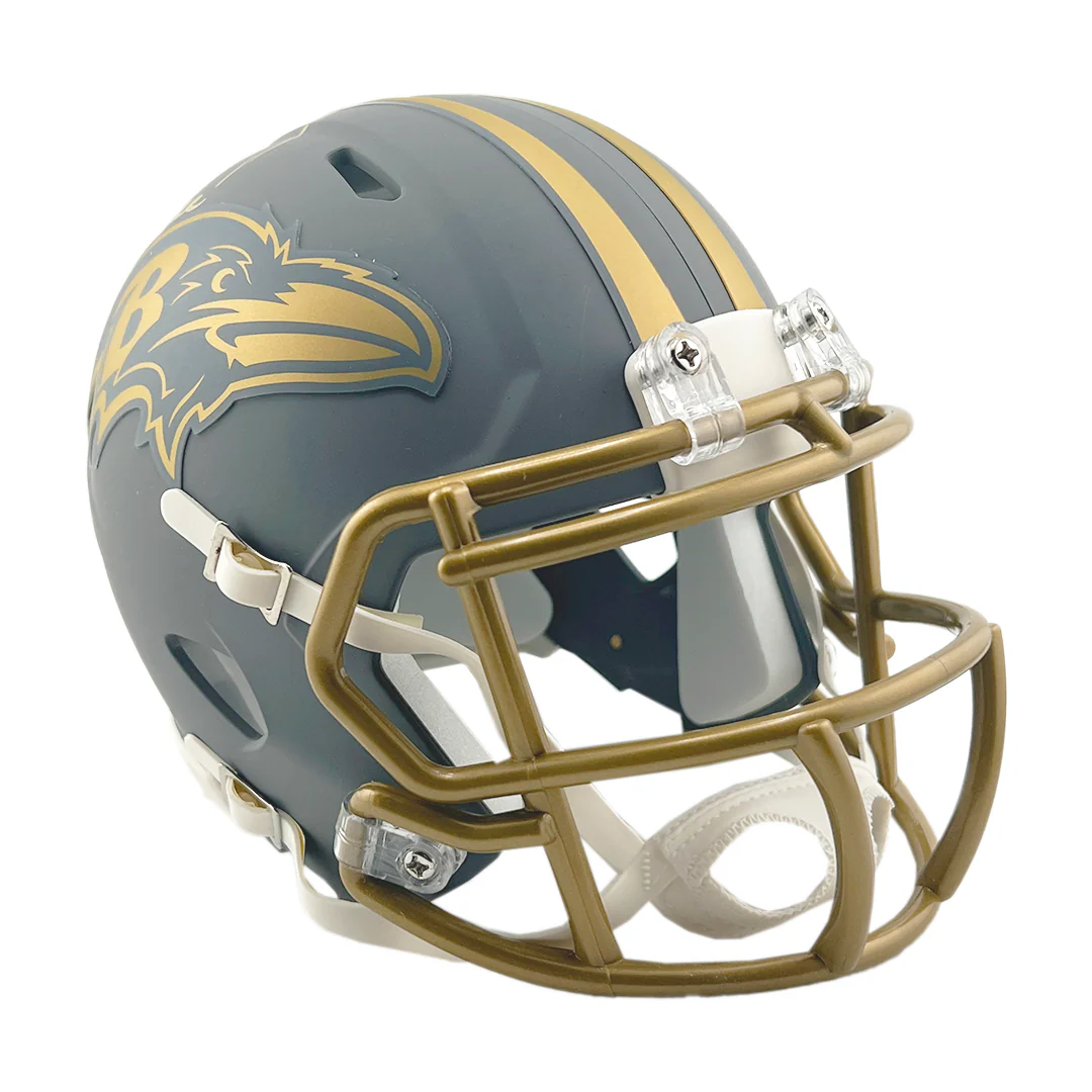 Ed Reed Signed Baltimore Ravens Slate Alternate Speed Mini Football Helmet (JSA) - Image 3
