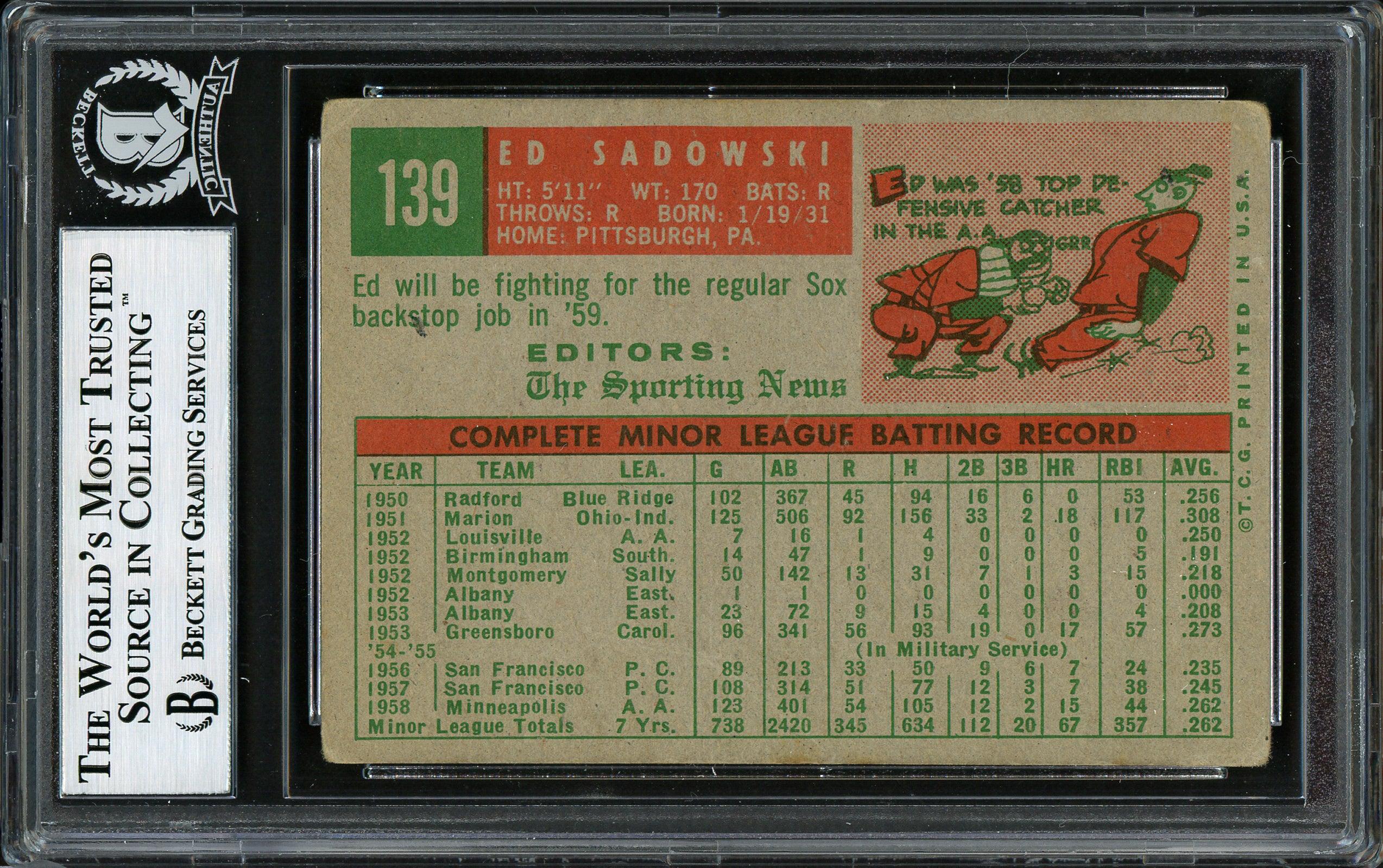 Ed Sadowski Autographed 1959 Topps Rookie Card #139 Boston Red Sox "Best Wishes" Beckett BAS #12305950 - Image 2