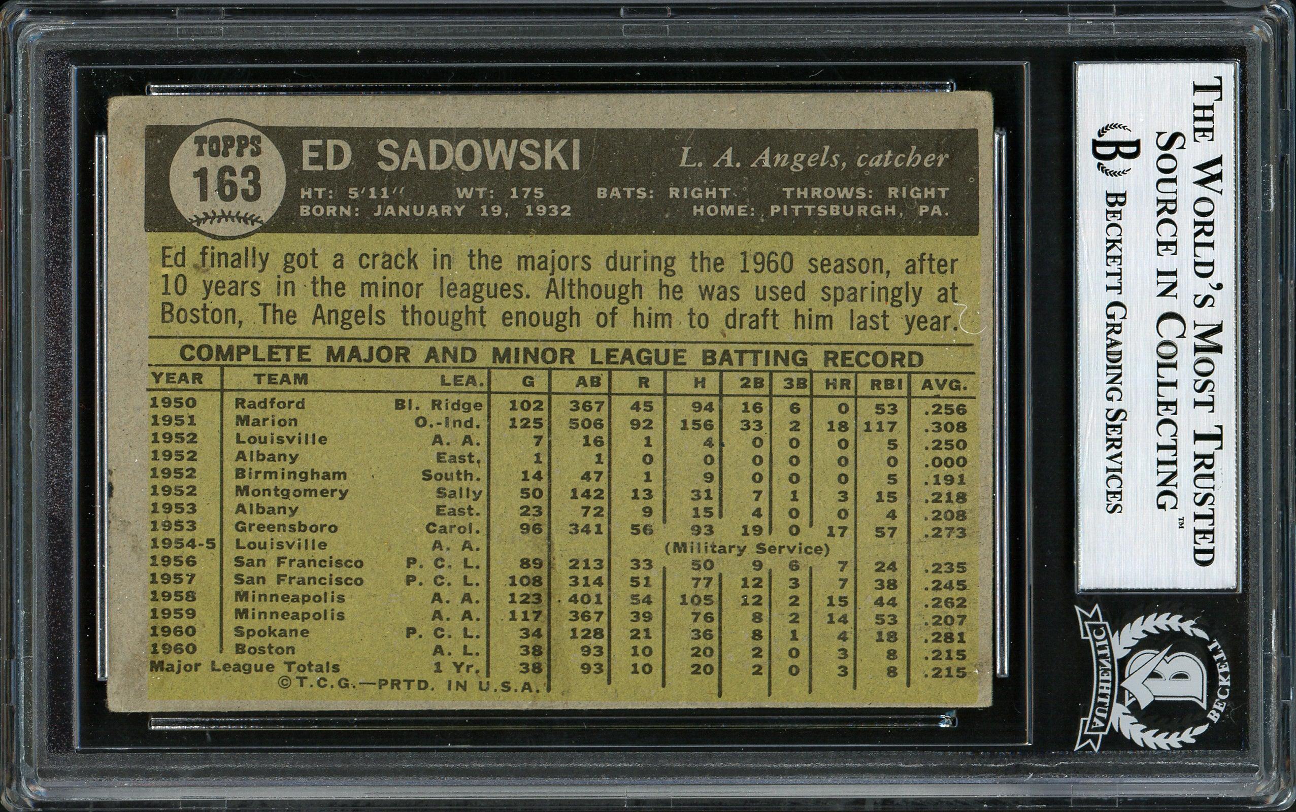 Ed Sadowski Autographed 1961 Topps Card #163 Los Angeles Angels "Best Wishes" Beckett BAS #12305975 - Image 2