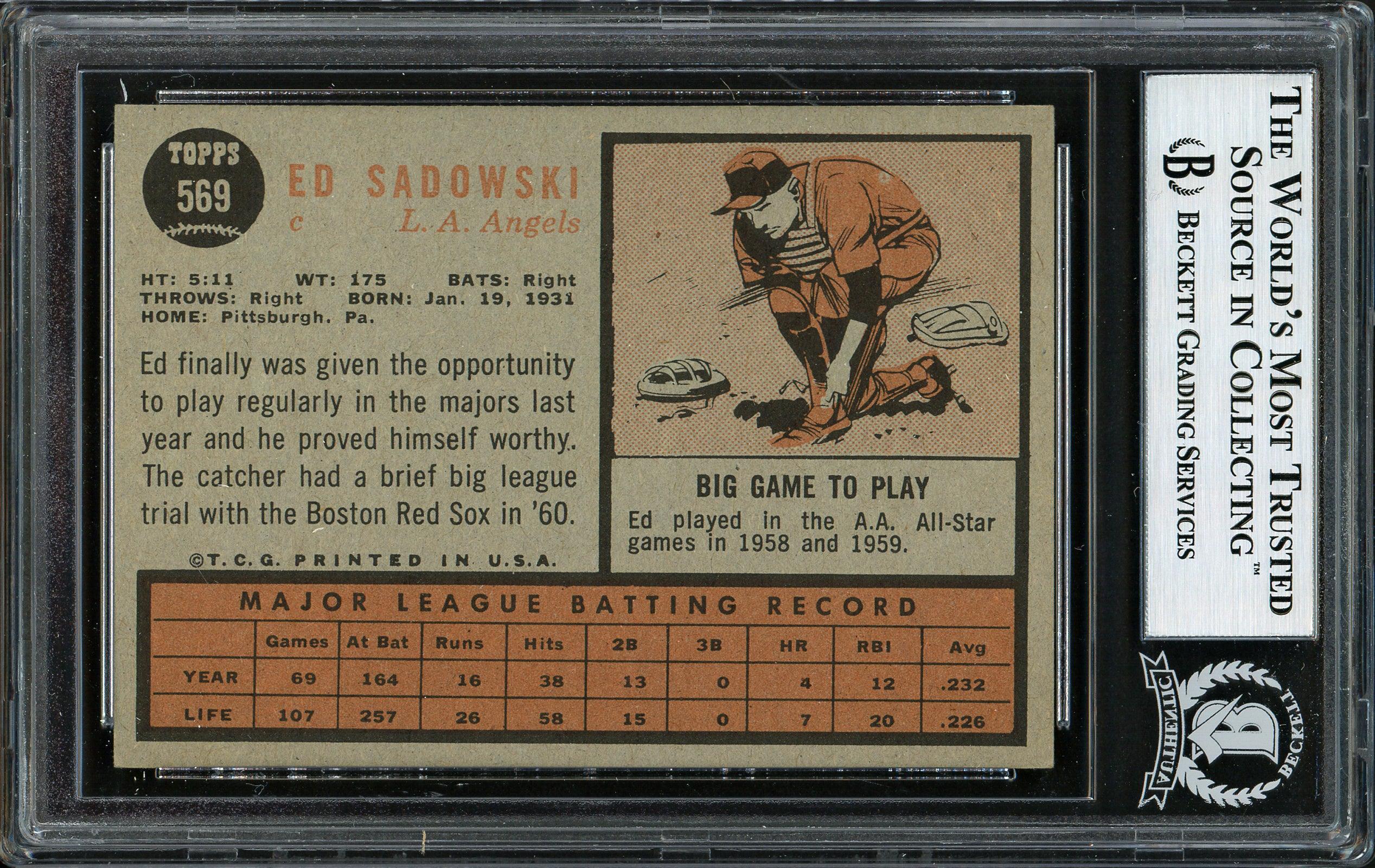 Ed Sadowski Autographed 1962 Topps Card #569 Los Angeles Angels High Number Beckett BAS #12306052 - Image 2