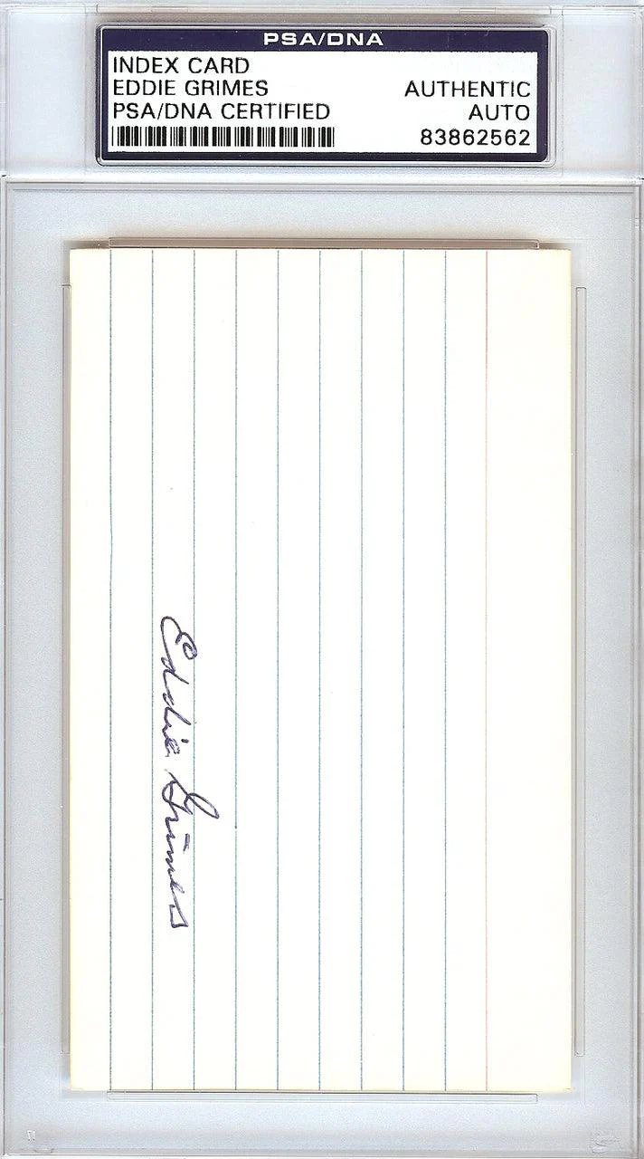 Eddie "Ed" Grimes Autographed 3x5 Index Card St. Louis Browns PSA/DNA #83862562