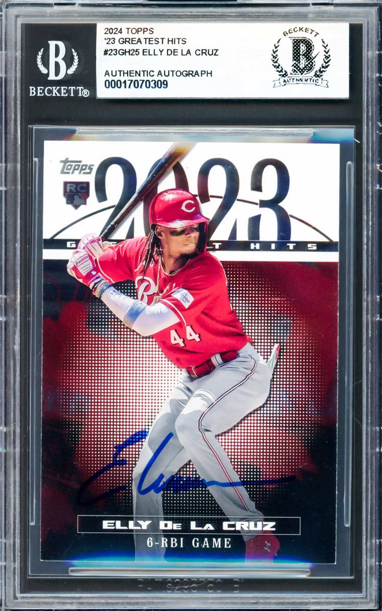 Elly De La Cruz Autographed 2024 Topps 2023 Greatest Hits Rookie Card #23GH-25 Cincinnati Reds Beckett BAS
