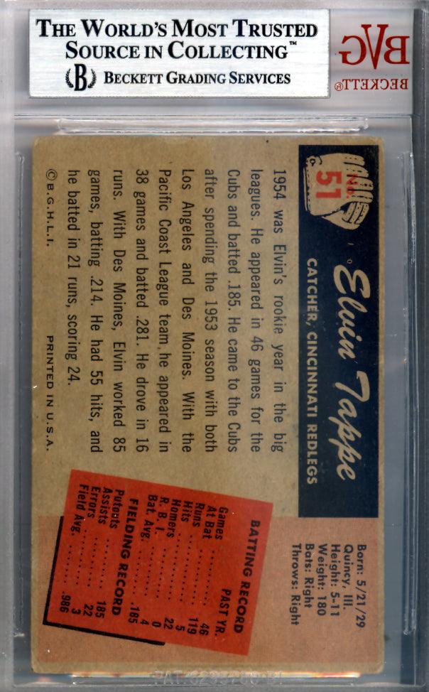 Elvin "El" Tappe Autographed 1955 Bowman Card #51 Cincinnati Reds Beckett BAS #9770671 - Image 2