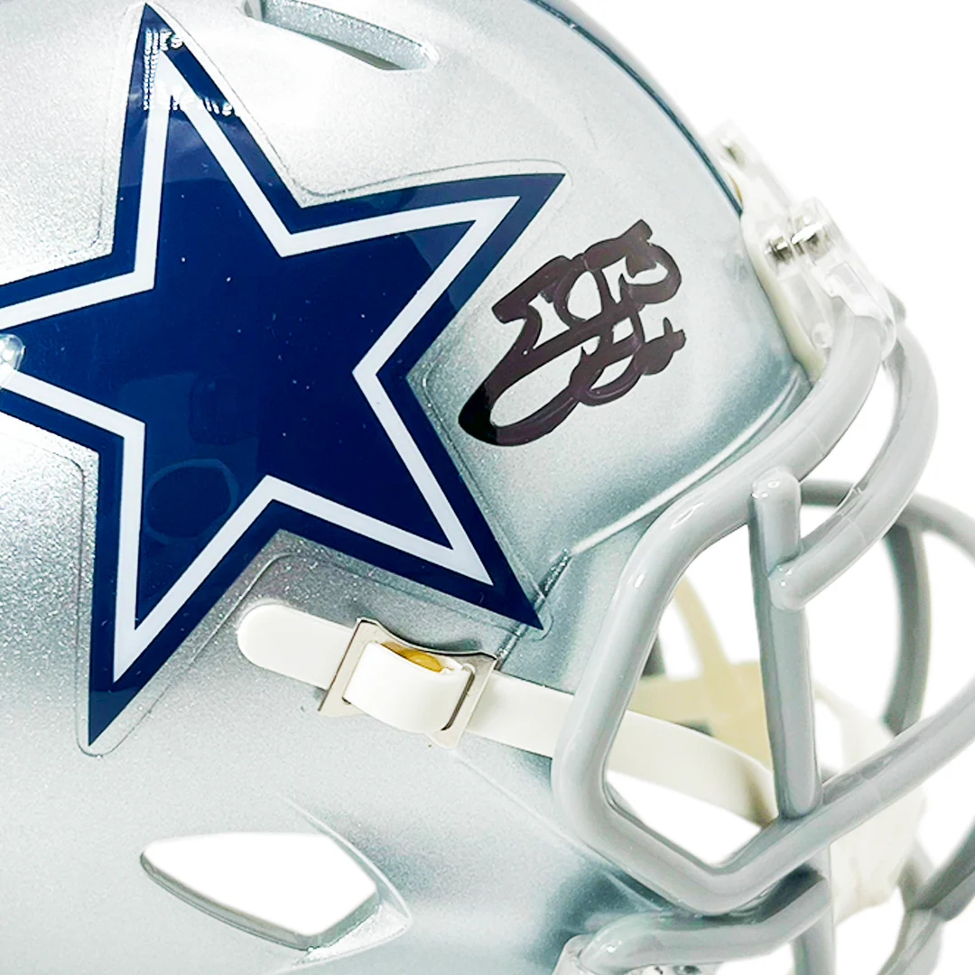 Emmitt Smith Signed Dallas Cowboys Speed Mini Football Helmet Black Ink (JSA) - Image 2