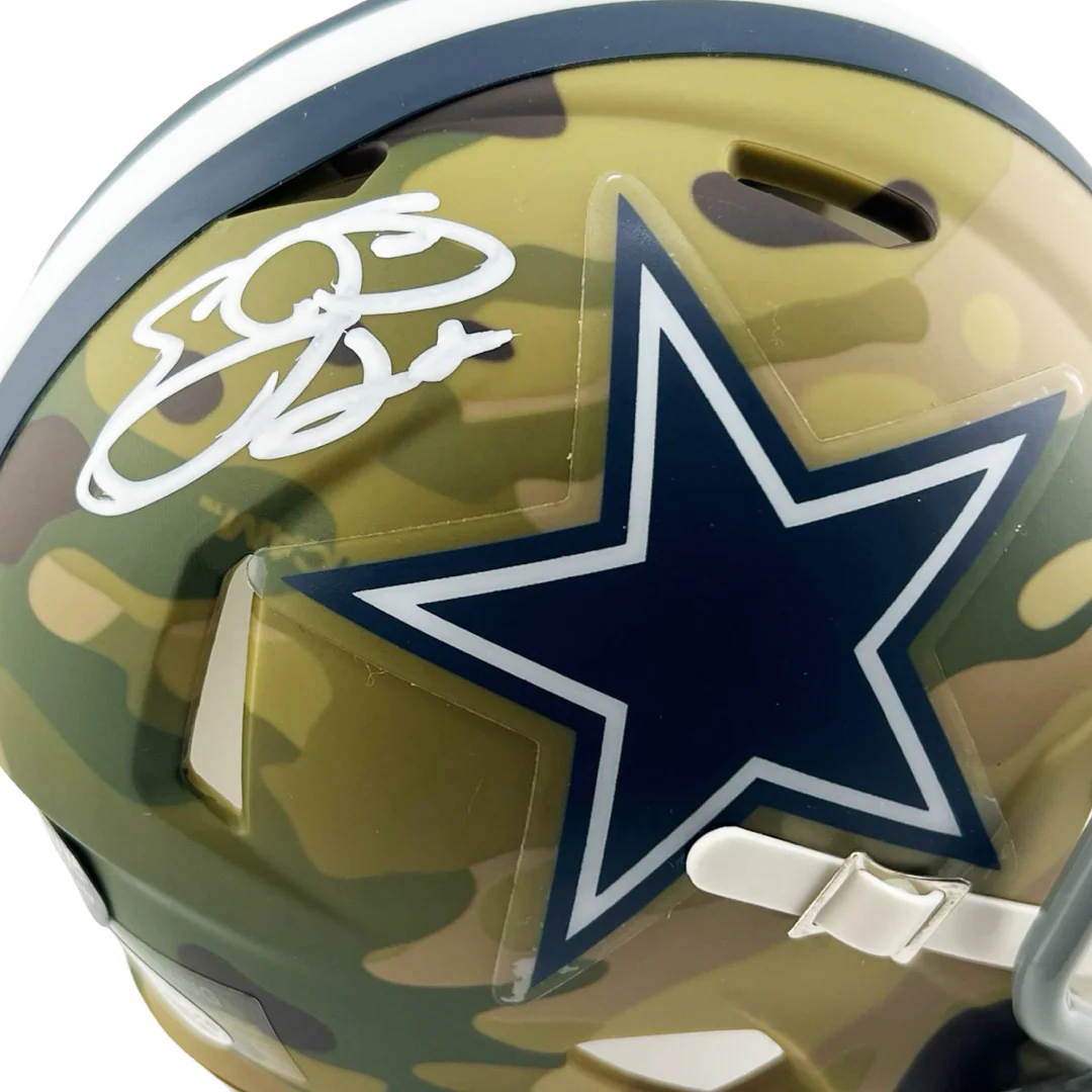Emmitt Smith Signed Dallas Cowboys Camo Speed Mini Football Helmet (Beckett) - Image 2