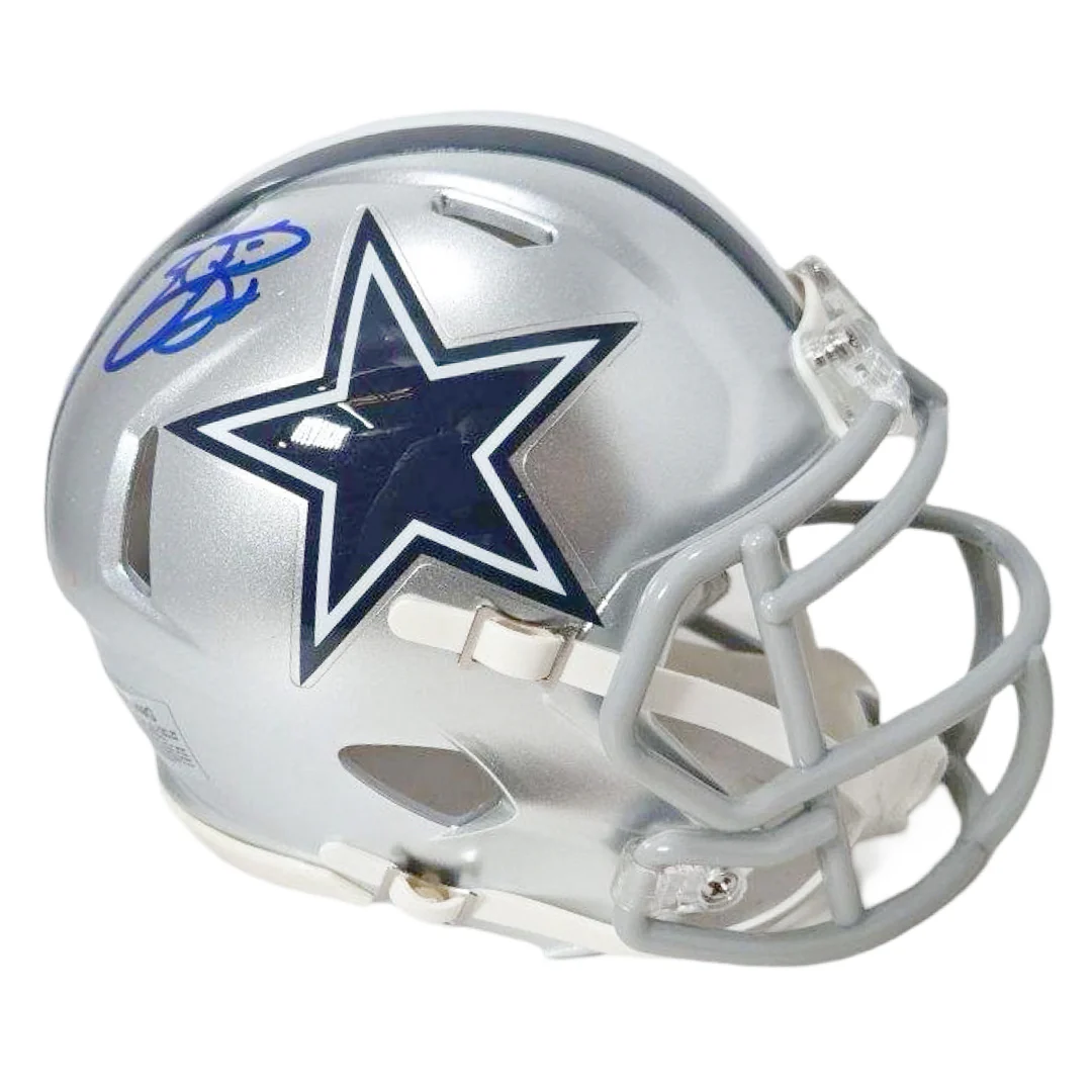 Emmitt Smith Signed Dallas Cowboys Speed Mini Football Helmet Blue Ink (JSA) - Image 3