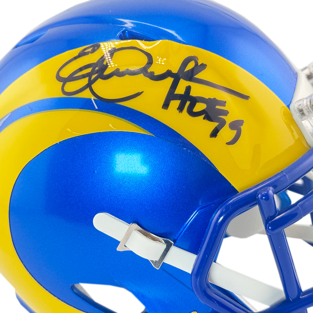 Eric Dickerson Signed HOF 99 Inscription Los Angeles Rams Speed Mini Football Helmet (Beckett) - Image 2