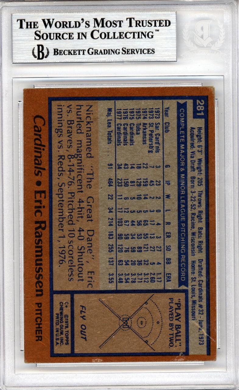 Eric Rasmussen Autographed 1978 Topps Card #281 St. Louis Cardinals Beckett BAS #10447307 - Image 2