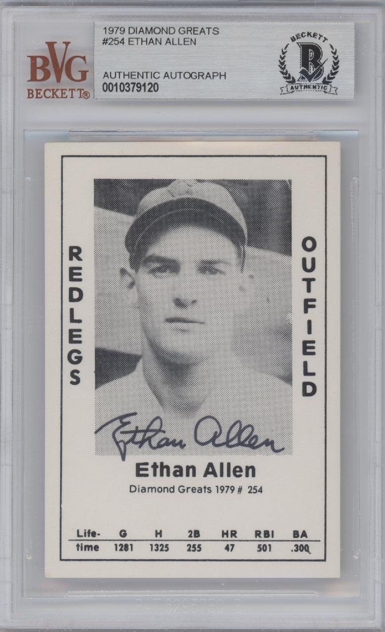 Ethan Allen Autographed 1979 Diamond Greats Card #254 Cincinnati Reds Beckett BAS #10379120