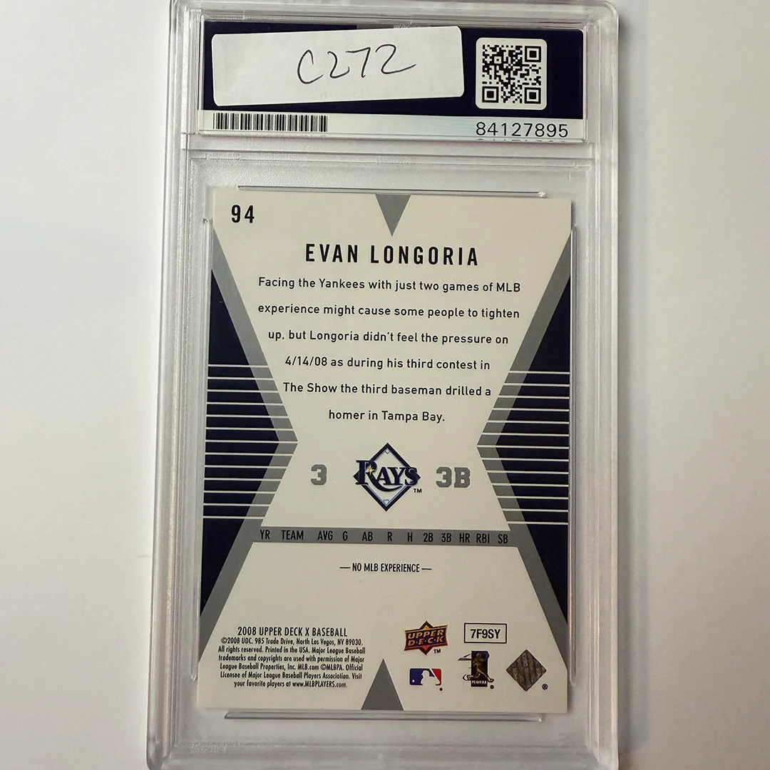 Evan Longoria Signed 2008 Upper Deck X Rookie #94 PSA Auto Authentic - Image 2