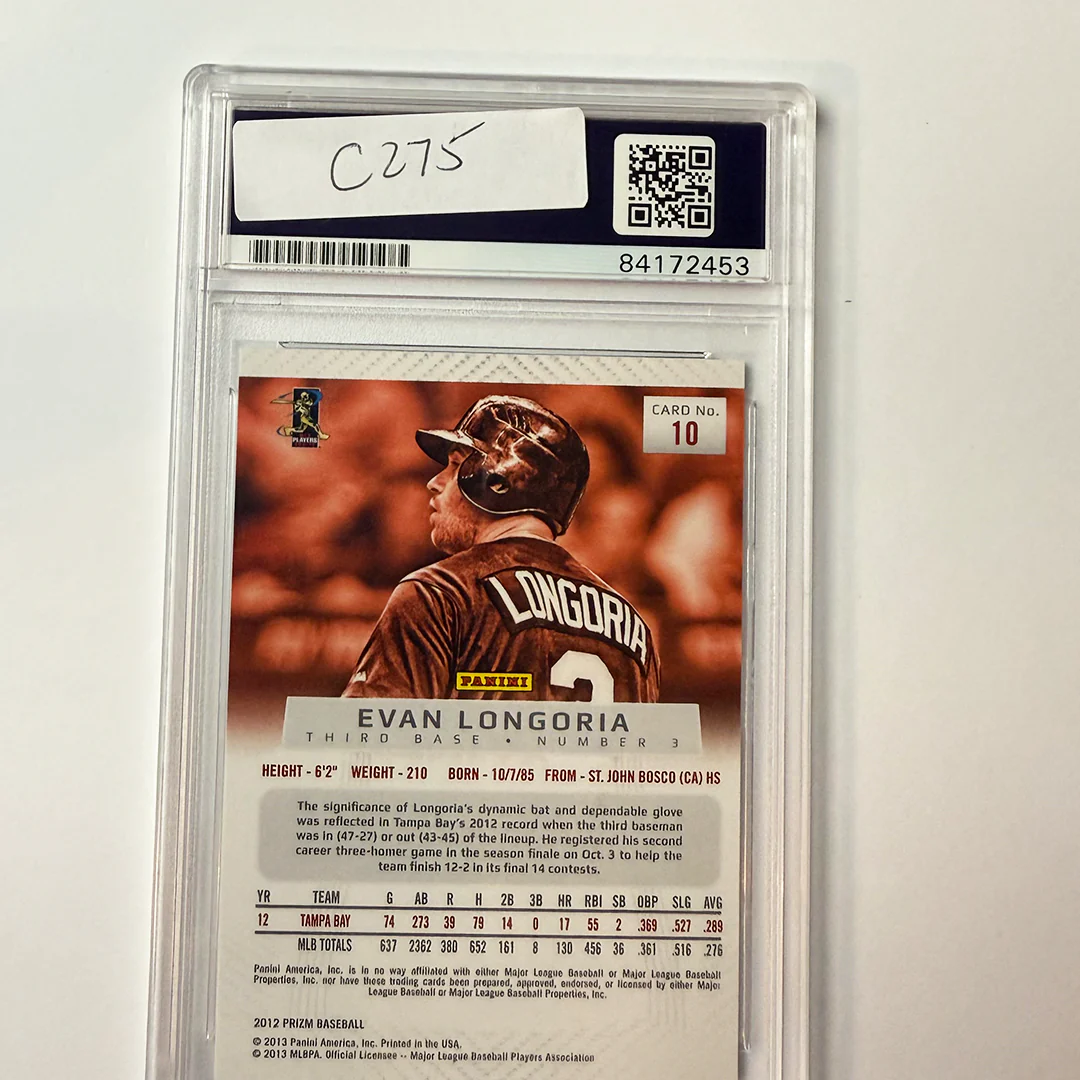 Evan Longoria Signed 2012 Panini Prism #10 PSA Auto Authentic - Image 2