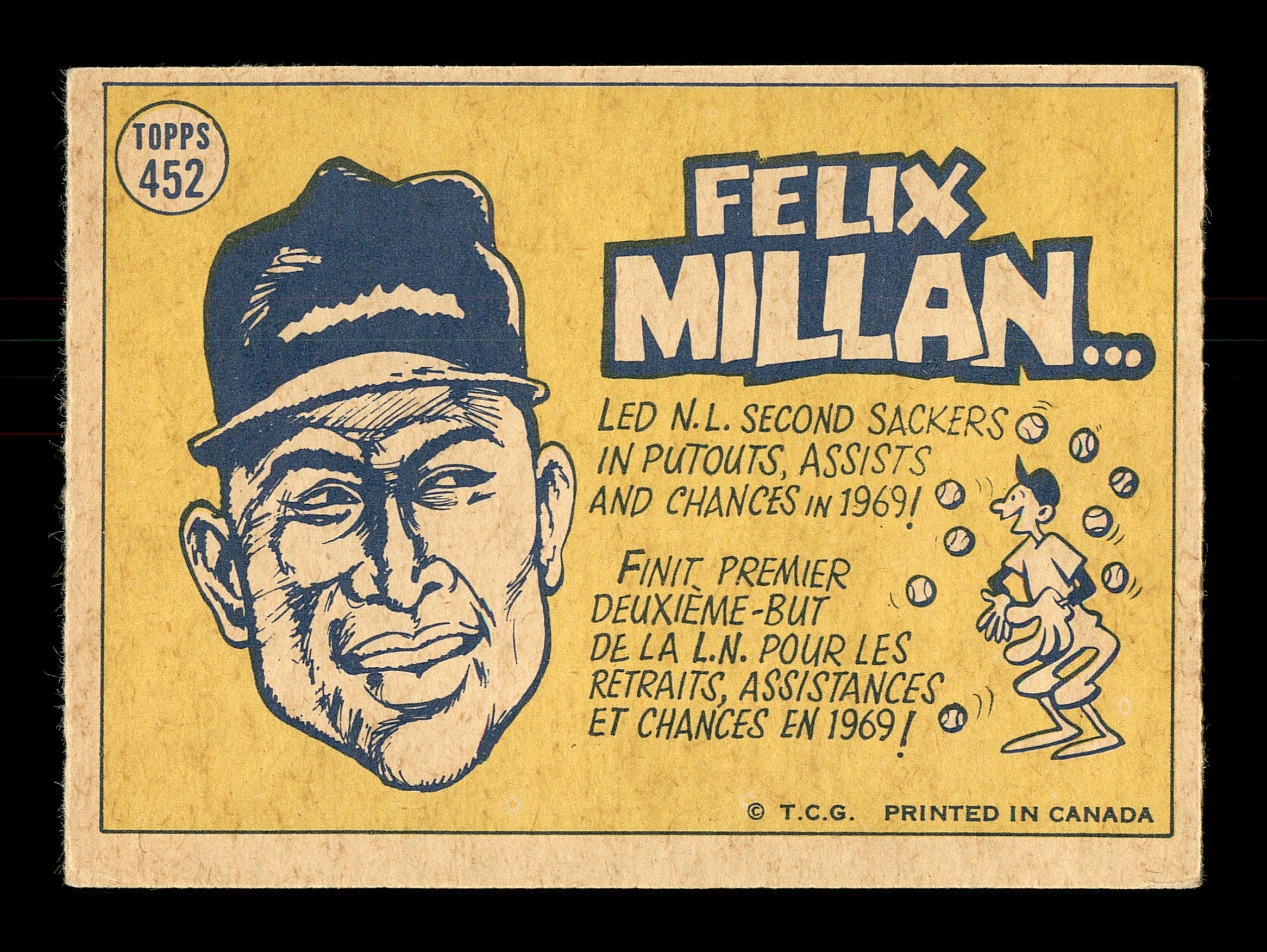 Felix Millan Autographed 1970 O-Pee-Chee Card #452 Atlanta Braves SKU #169118 - Image 2