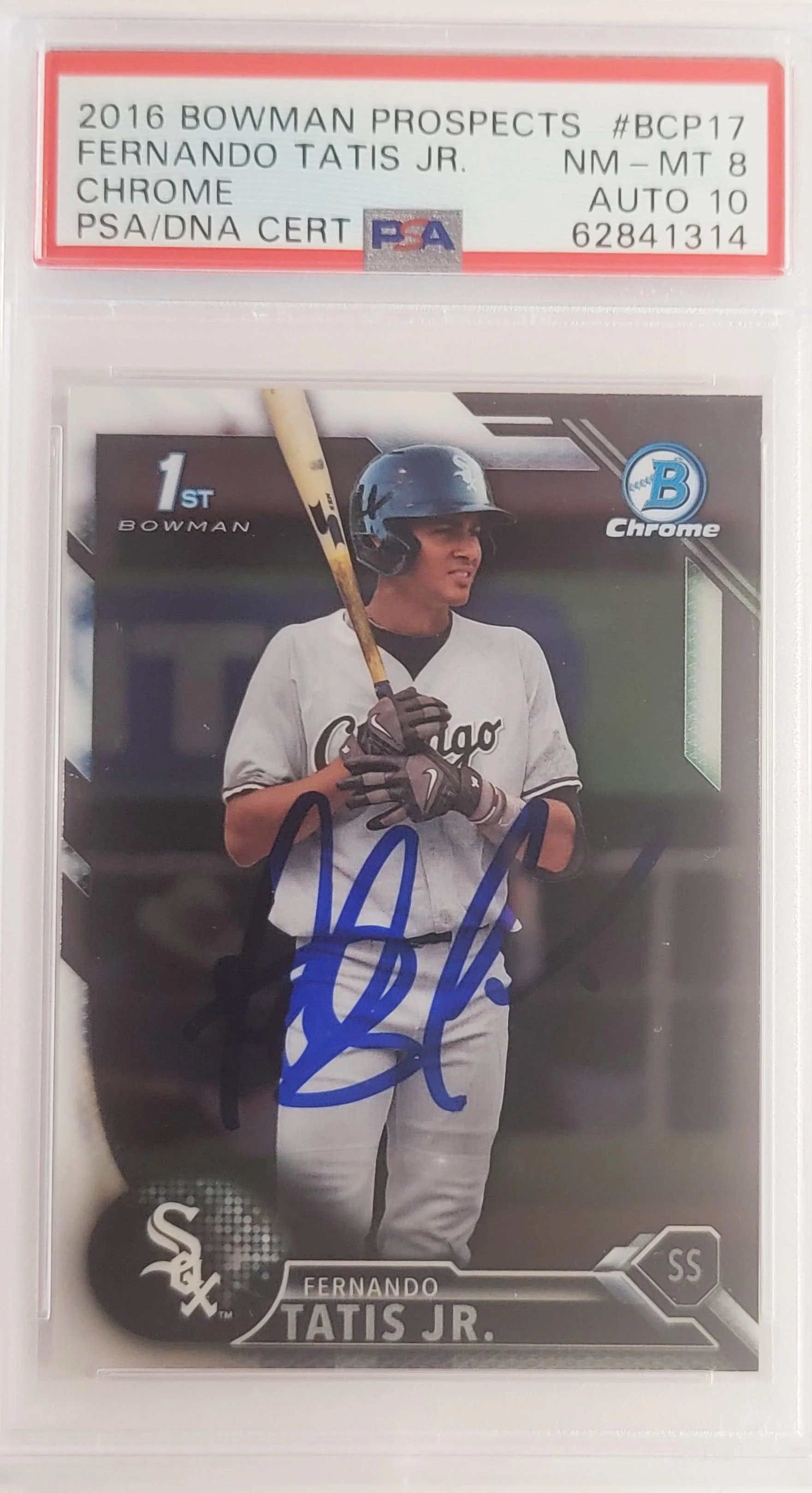 Fernando Tatis Jr. Autographed 2016 Bowman Chrome Prospects Rookie Card #BCP17 San Diego Padres PSA 8 Auto Grade Gem Mint 10 PSA/DNA #62841314 - Image 2