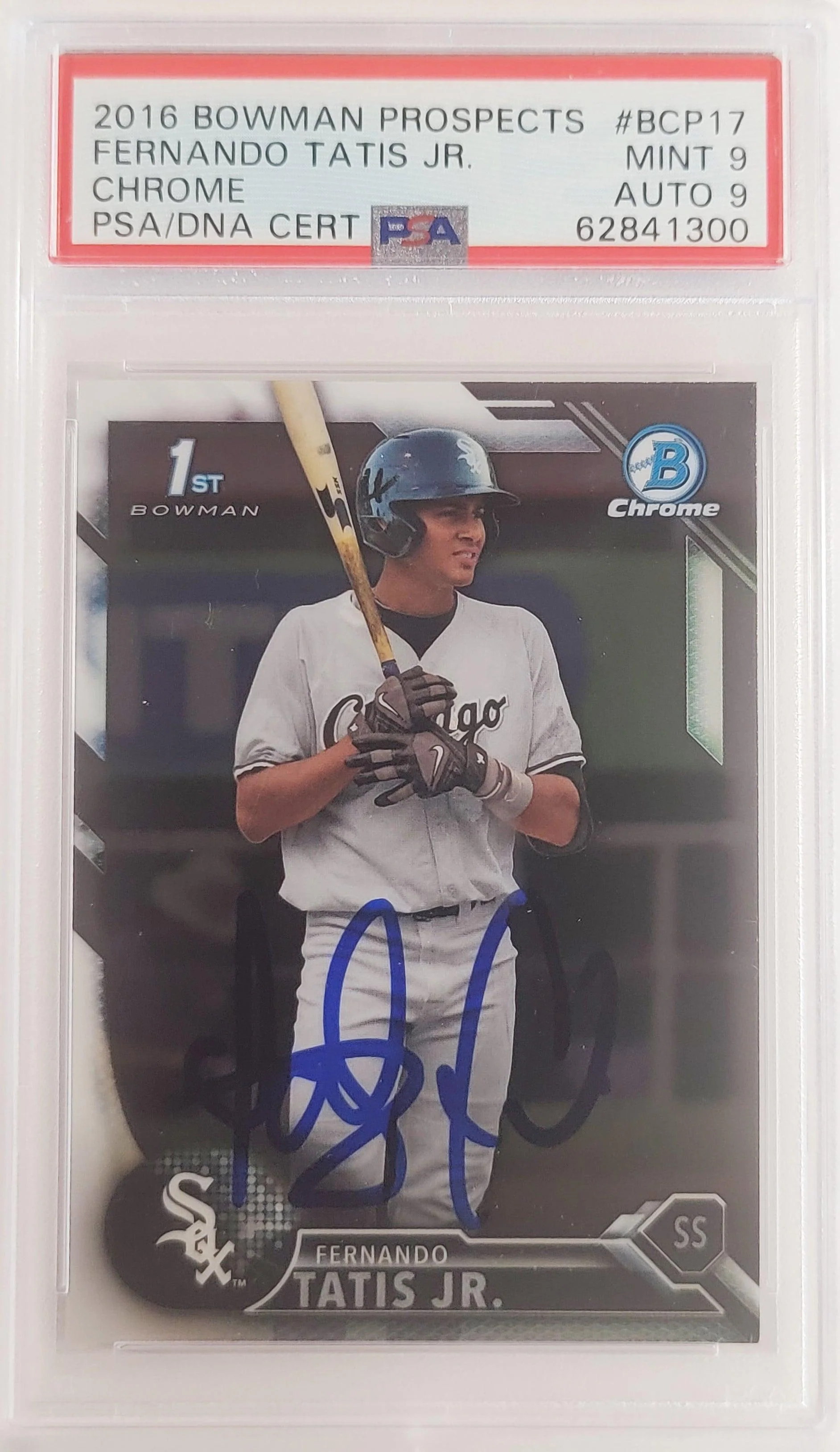 Fernando Tatis Jr. Autographed 2016 Bowman Chrome Prospects Rookie Card #BCP17 San Diego Padres PSA 9 Auto Grade Mint 9 PSA/DNA #62841300 - Image 2